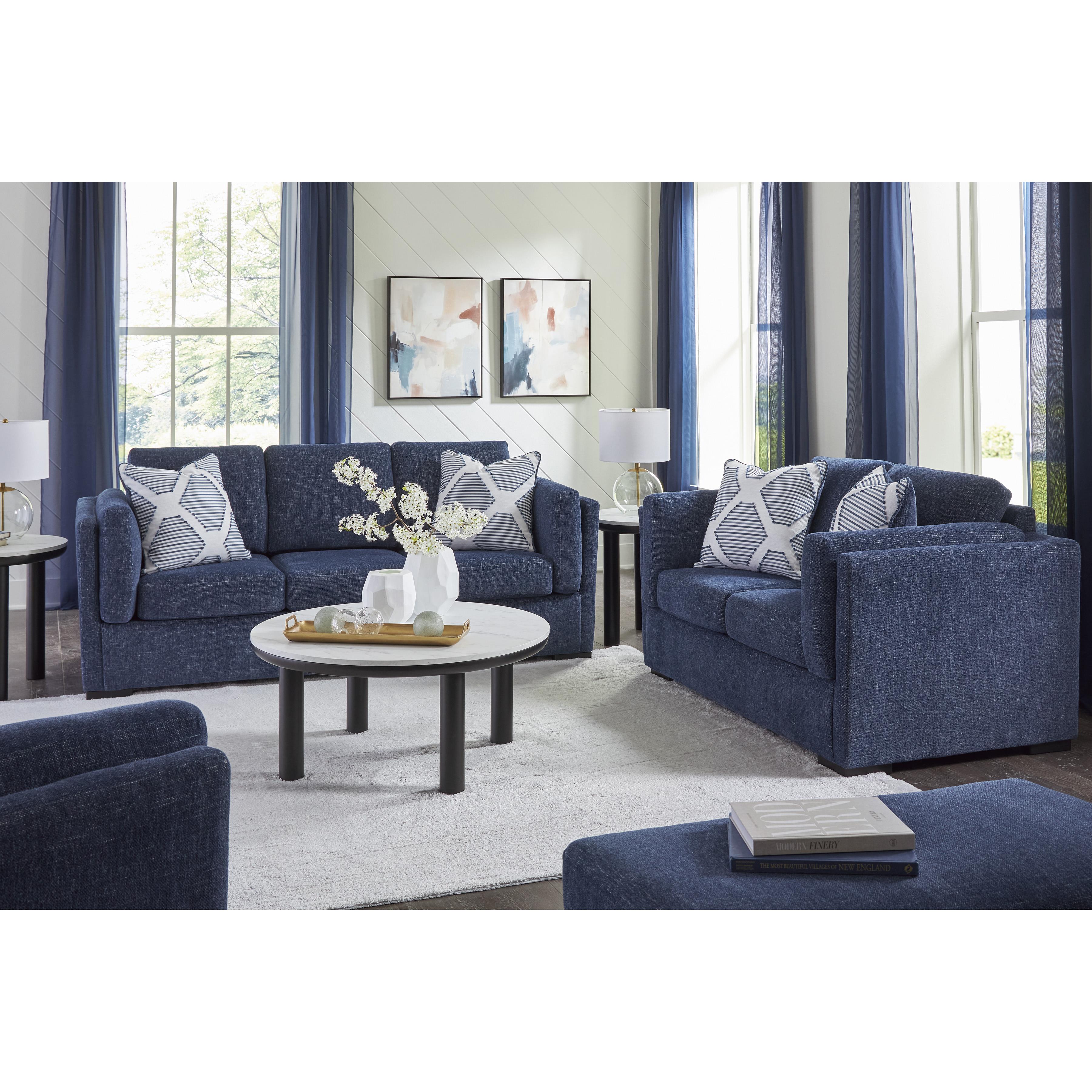  Manufacturer Color_Navy --  Benchcraft Evansley Stationary Fabric Chair with Ottoman IMAGE 5
