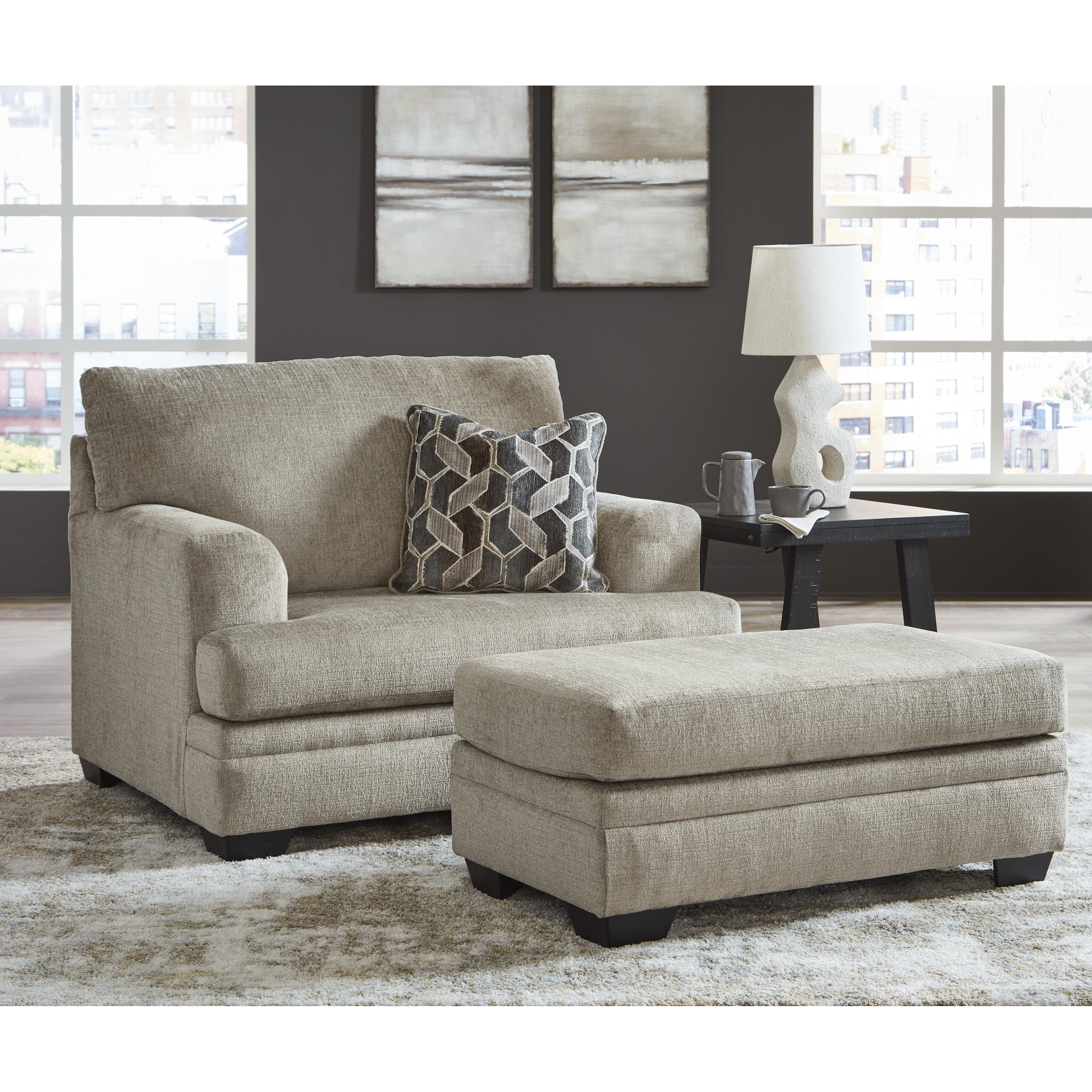  Manufacturer Color_Taupe --  Signature Design by Ashley Stonemeade Stationary Fabric Chair with Ottoman IMAGE 1