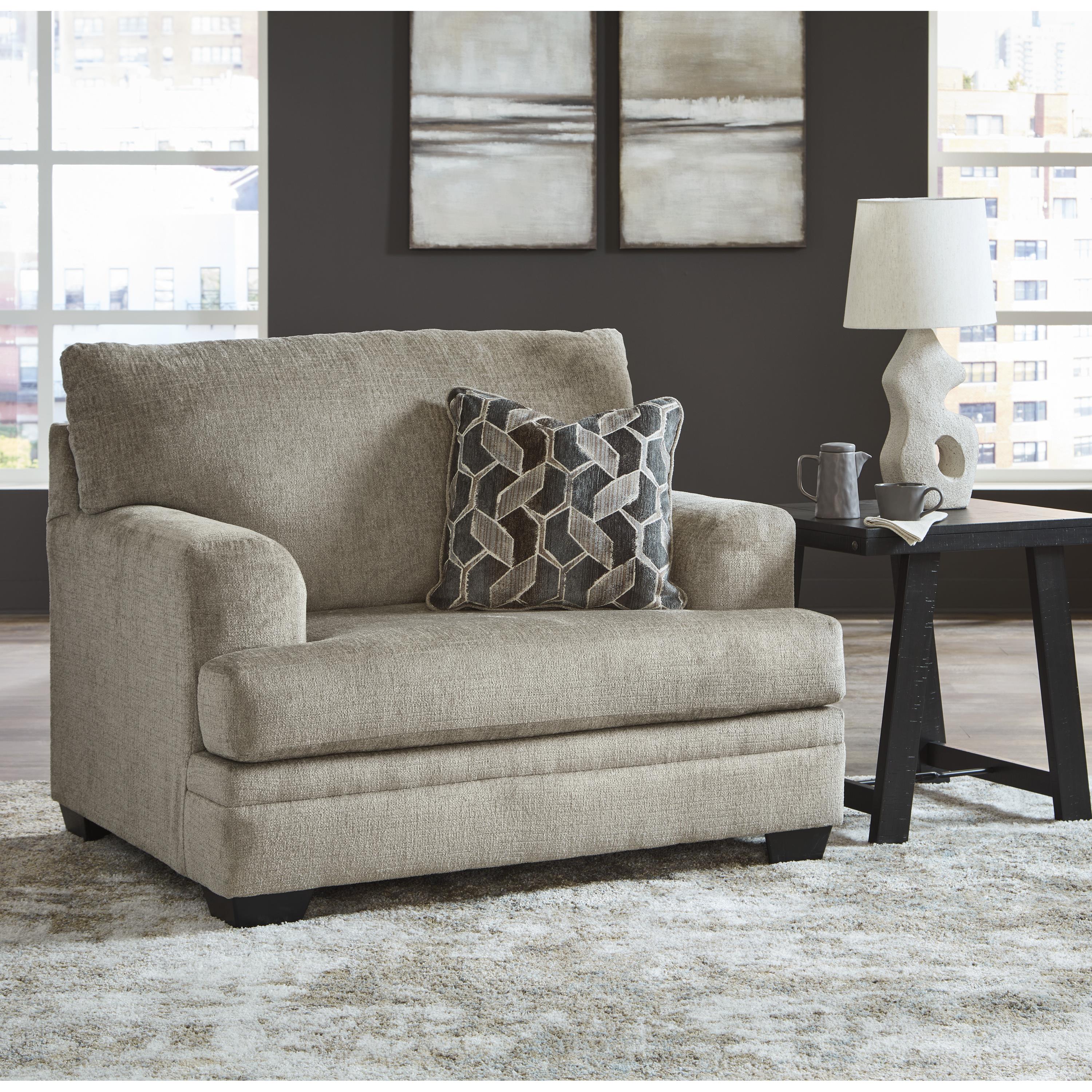  Manufacturer Color_Taupe --  Signature Design by Ashley Stonemeade Stationary Fabric Chair with Ottoman IMAGE 2