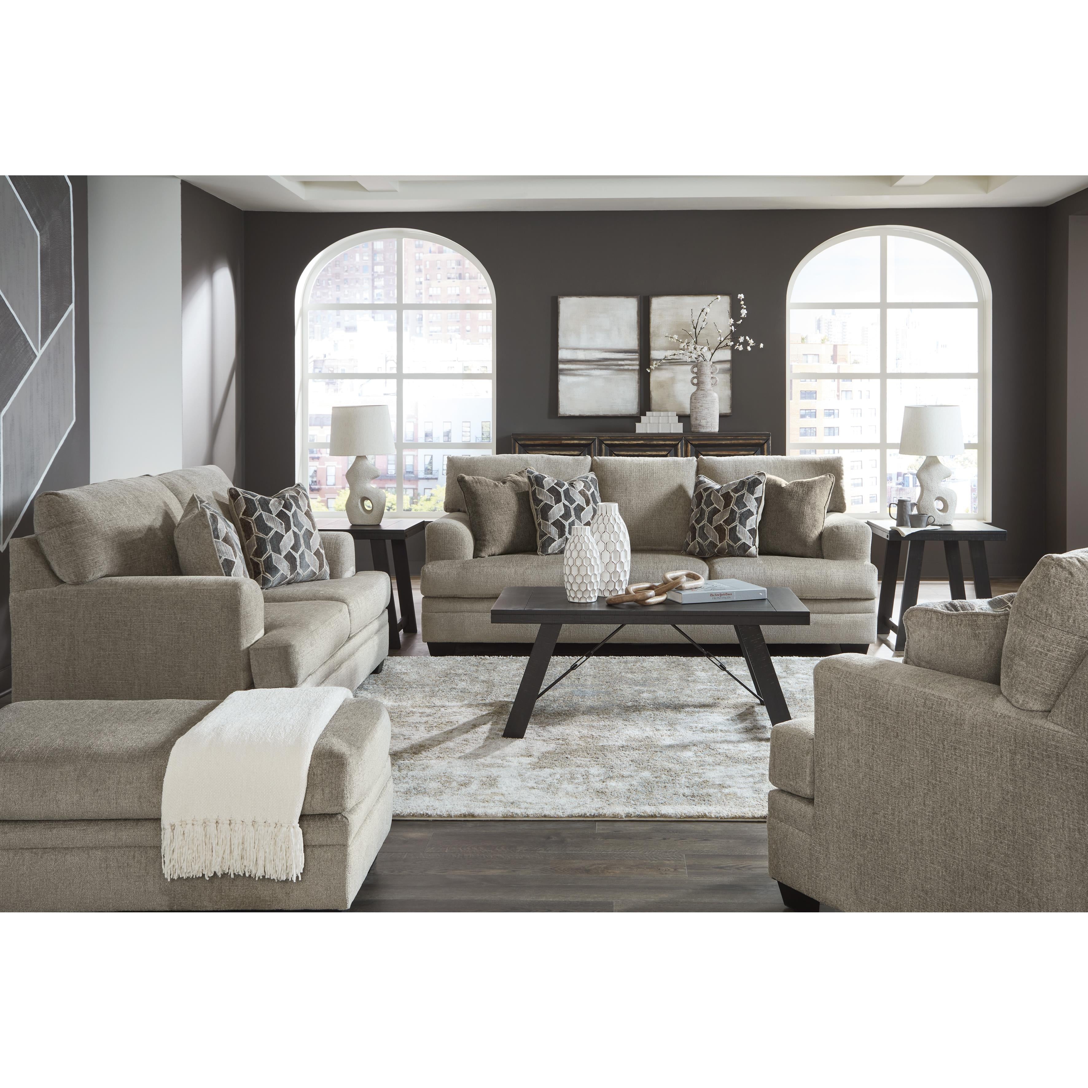  Manufacturer Color_Taupe --  Signature Design by Ashley Stonemeade Stationary Fabric Chair with Ottoman IMAGE 4