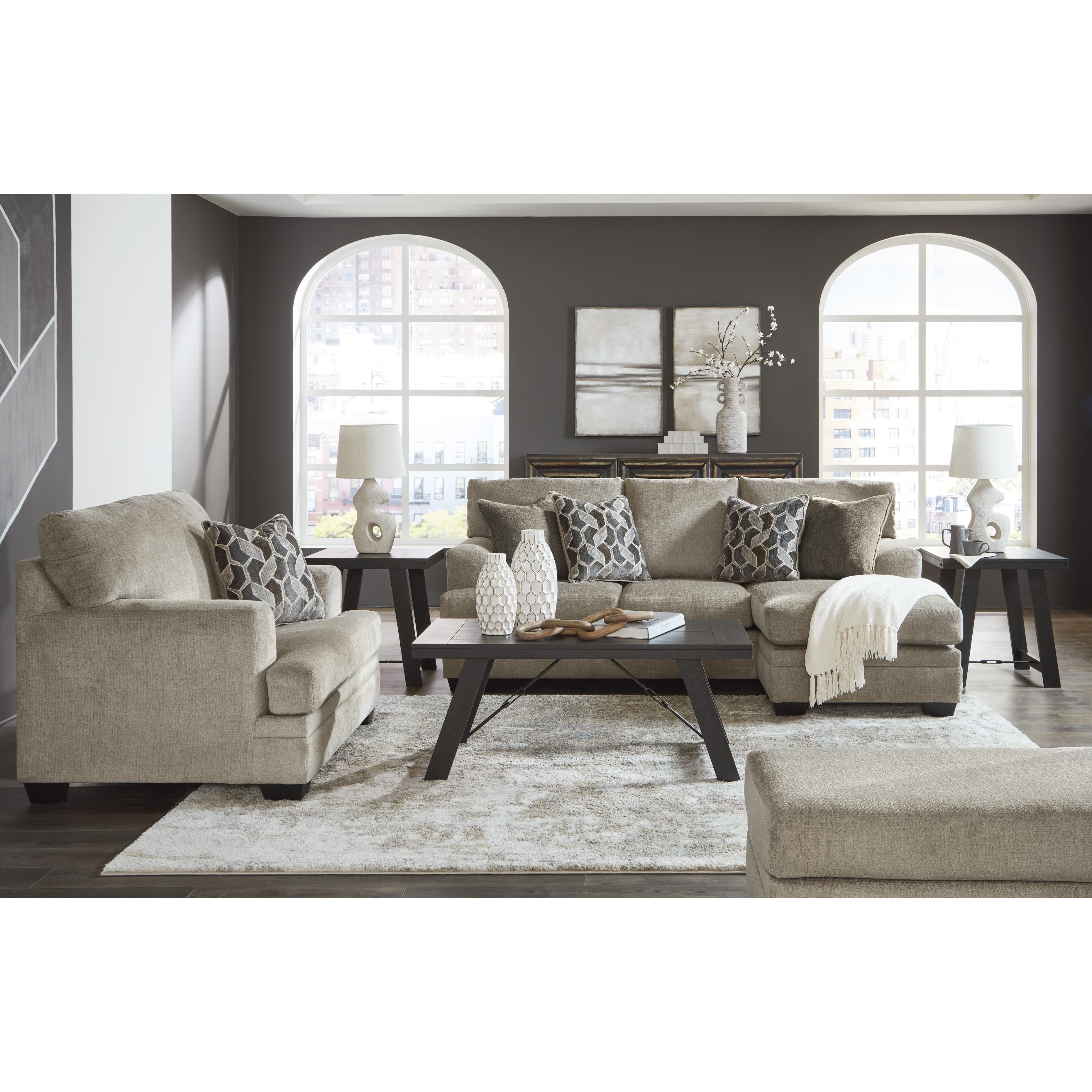  Manufacturer Color_Taupe --  Signature Design by Ashley Stonemeade Stationary Fabric Chair with Ottoman IMAGE 5