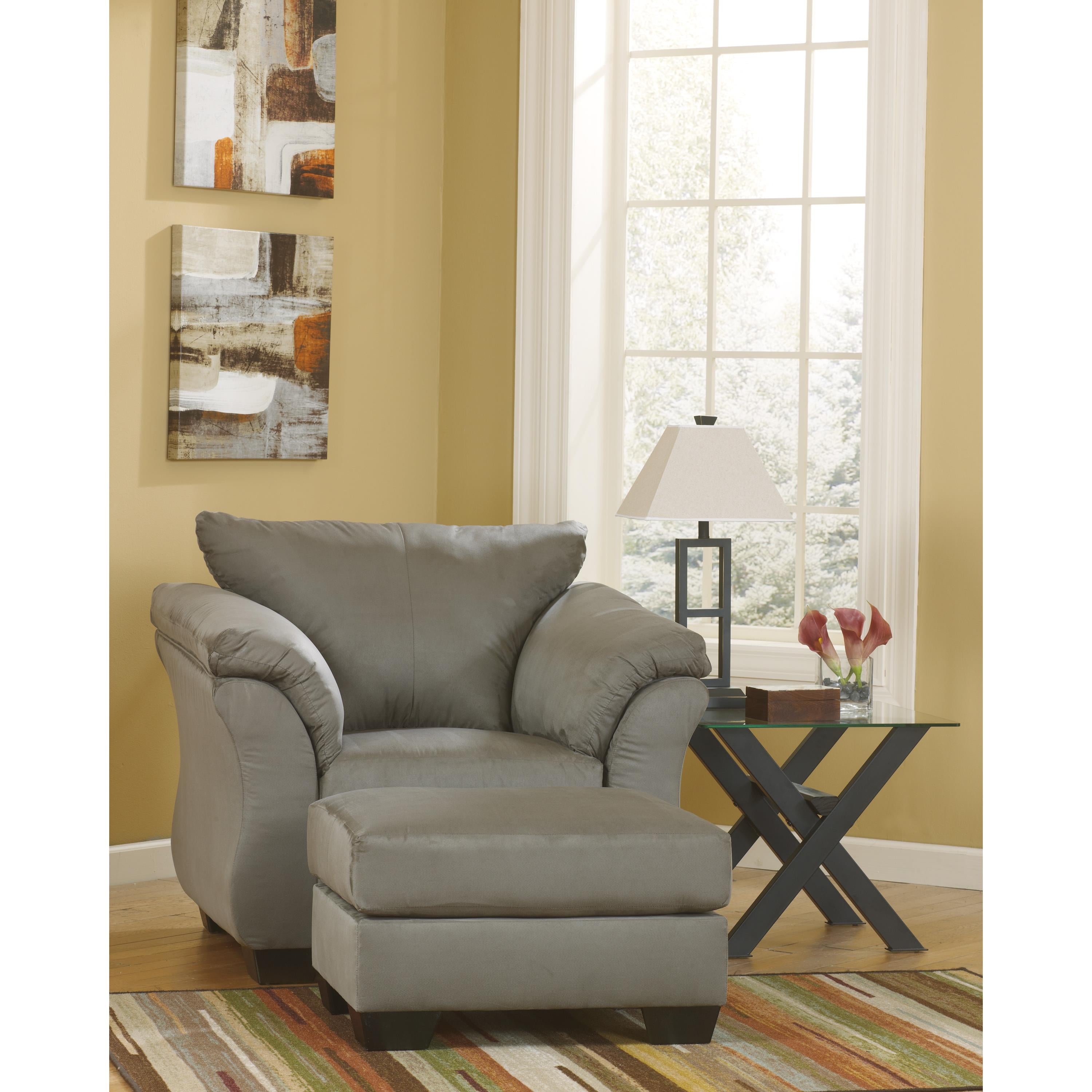  Manufacturer Color_Cobblestone --  Signature Design by Ashley Darcy Stationary Fabric Chair with Ottoman IMAGE 1