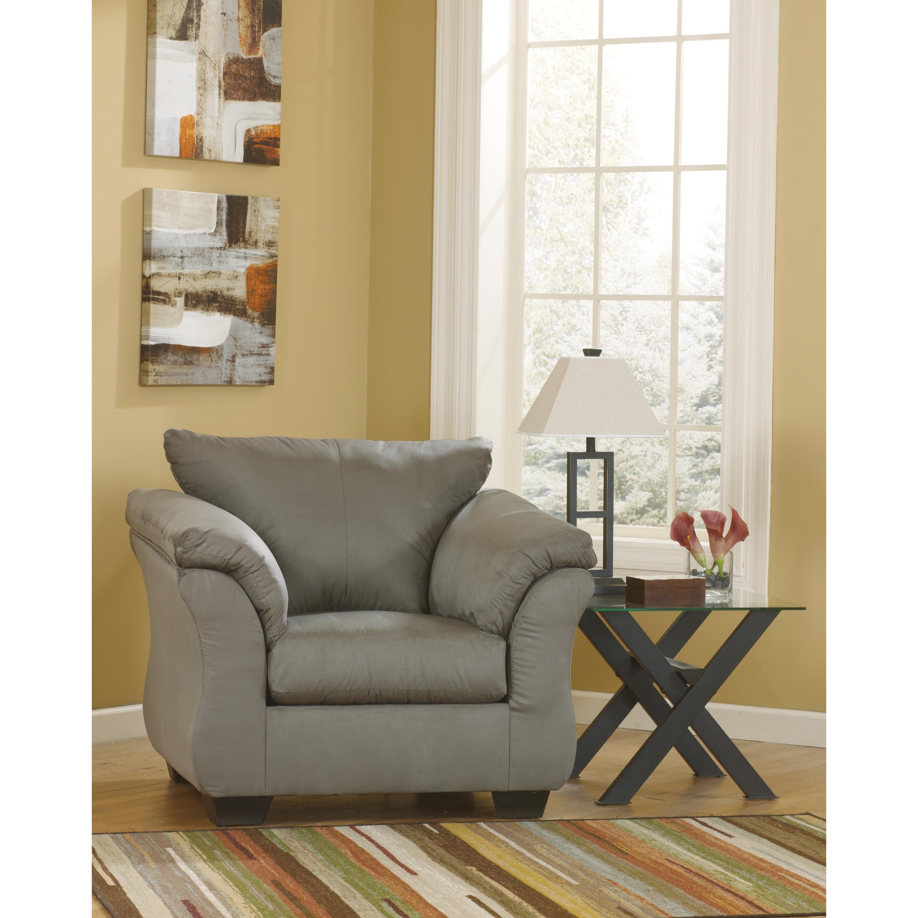  Manufacturer Color_Cobblestone --  Signature Design by Ashley Darcy Stationary Fabric Chair with Ottoman IMAGE 2