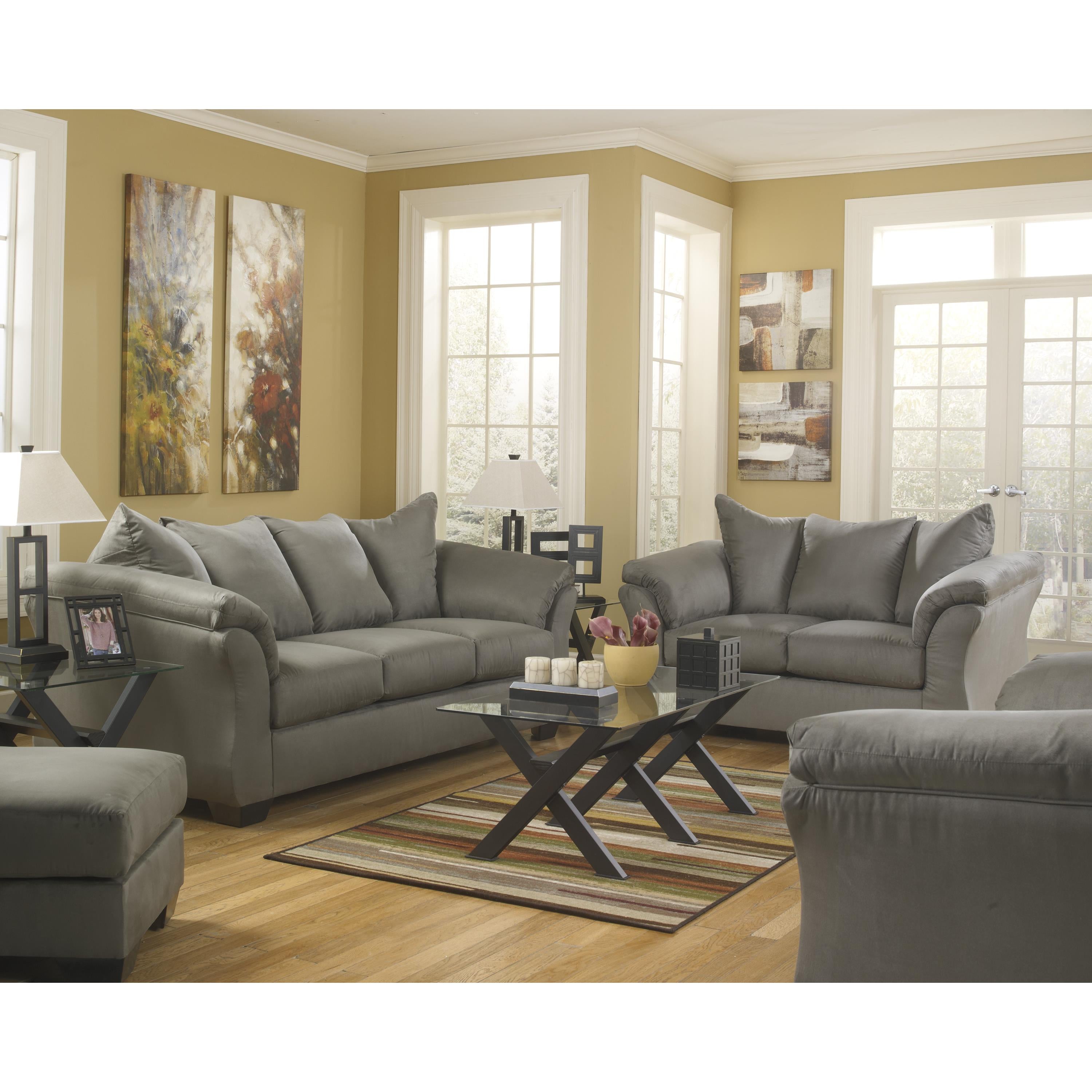  Manufacturer Color_Cobblestone --  Signature Design by Ashley Darcy Stationary Fabric Chair with Ottoman IMAGE 3