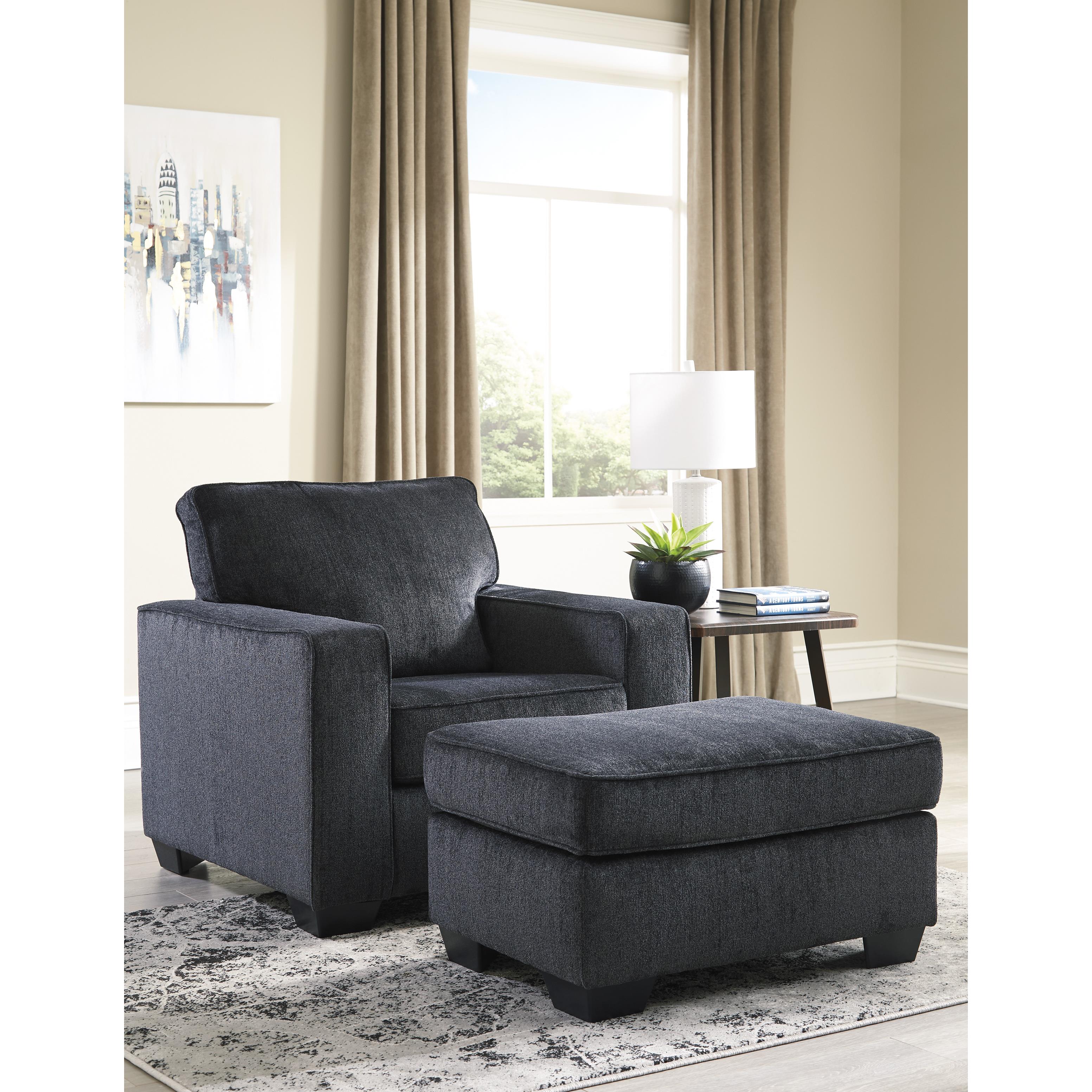  Manufacturer Color_Slate --  Signature Design by Ashley Altari Stationary Fabric Chair with Ottoman IMAGE 1