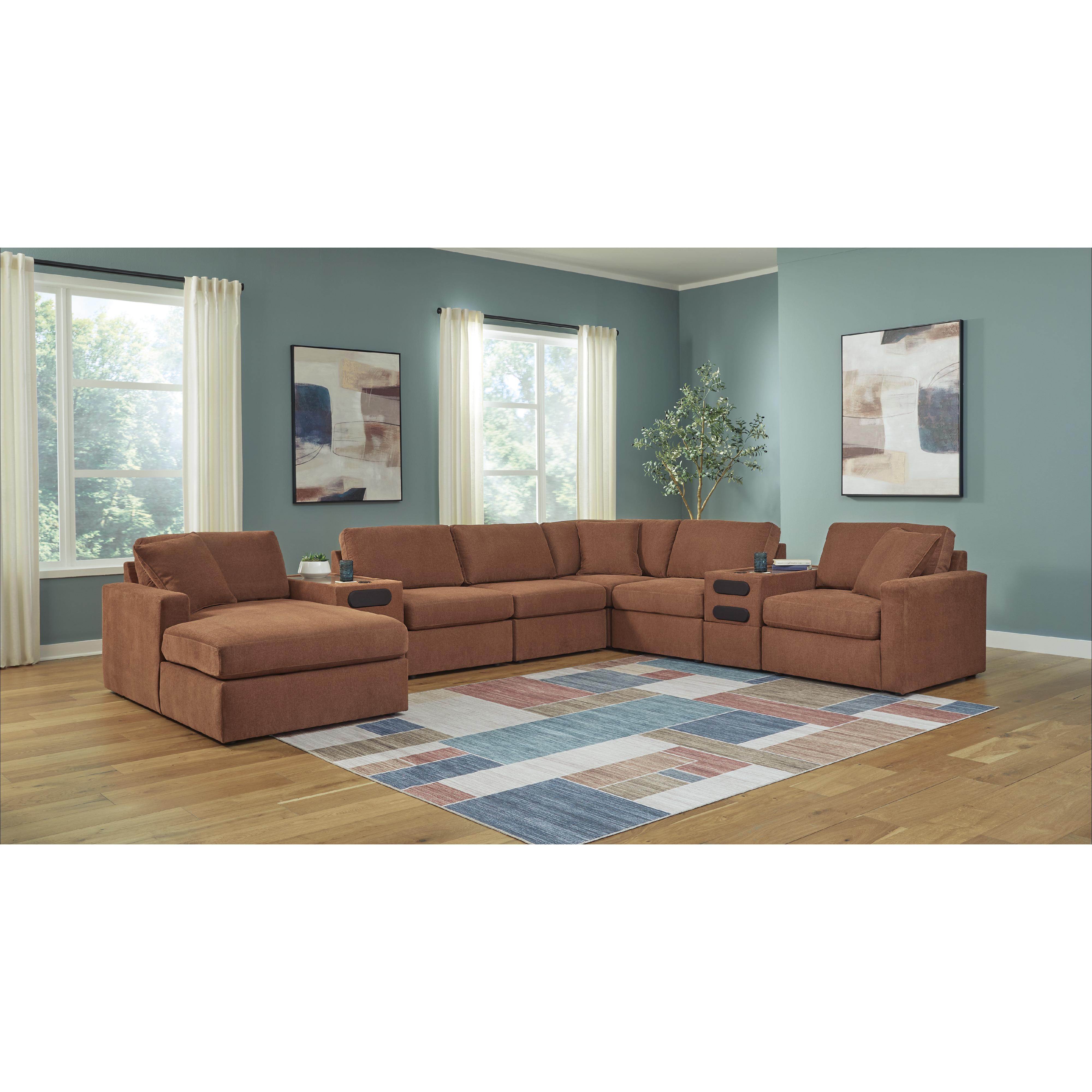  Manufacturer Color_Spice --  Signature Design by Ashley Modmax Fabric 8 pc Sectional IMAGE 2