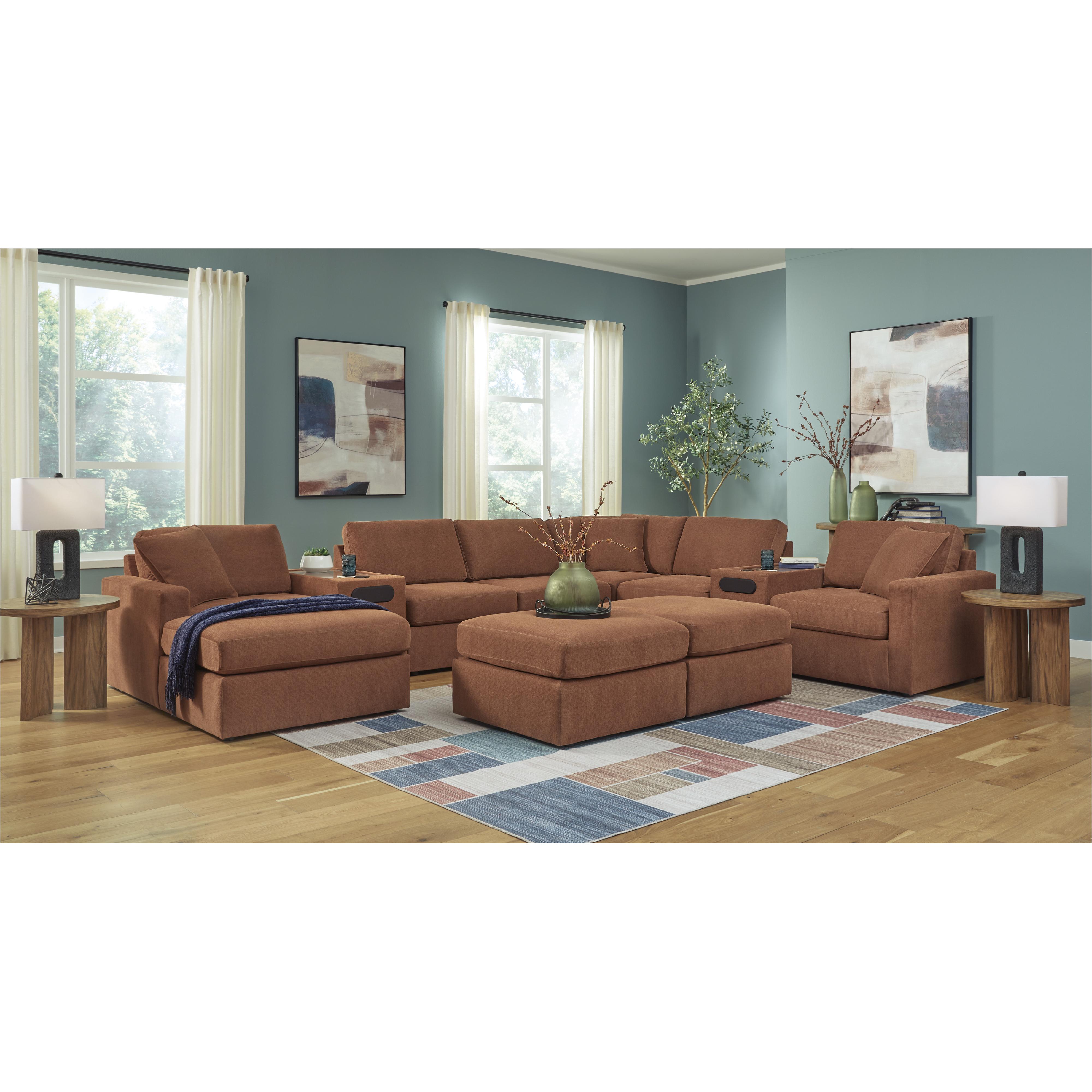  Manufacturer Color_Spice --  Signature Design by Ashley Modmax Fabric 8 pc Sectional IMAGE 5