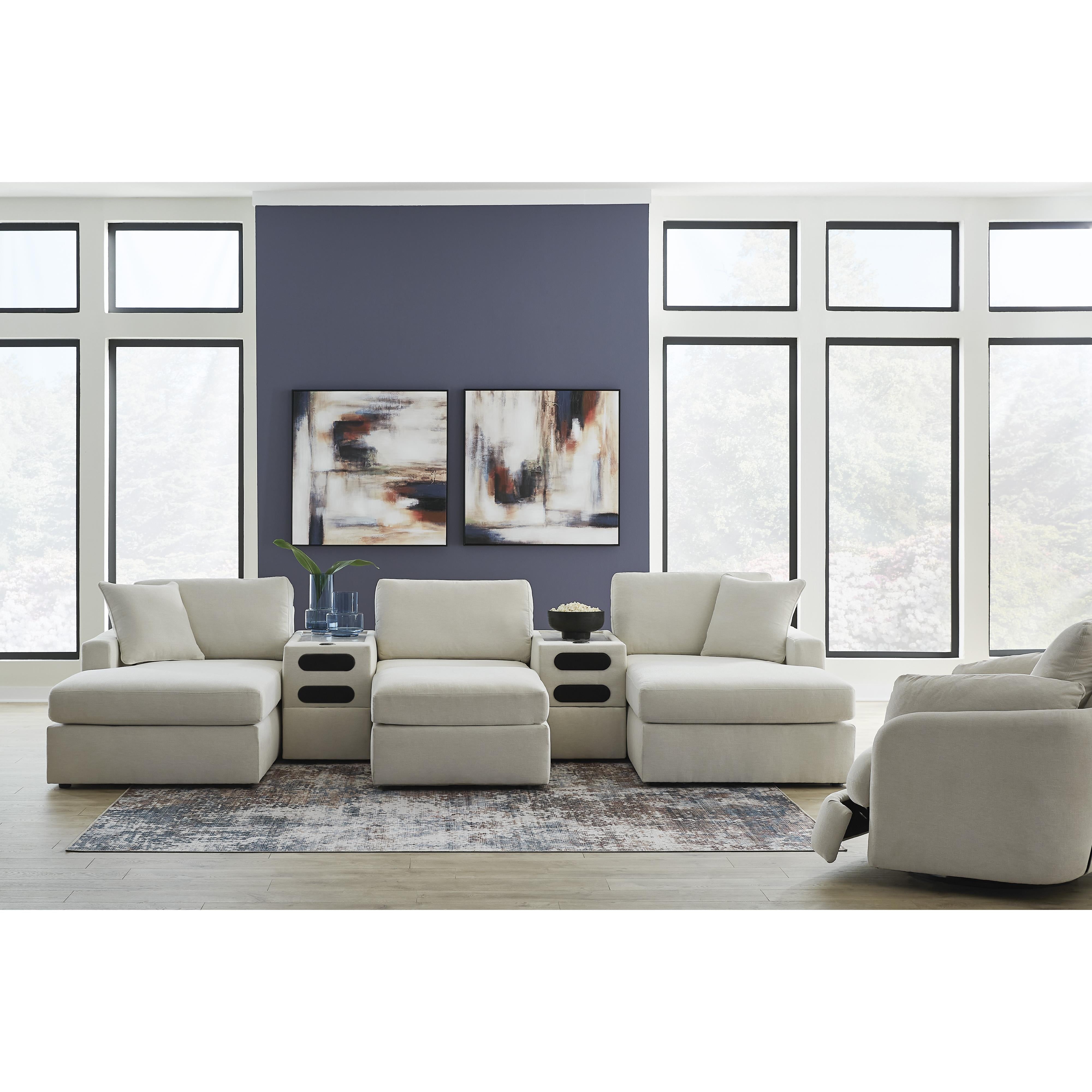  Manufacturer Color_Oyster --  Modmax 92103S49 5 pc Double Chaise with Audio Consoles IMAGE 4