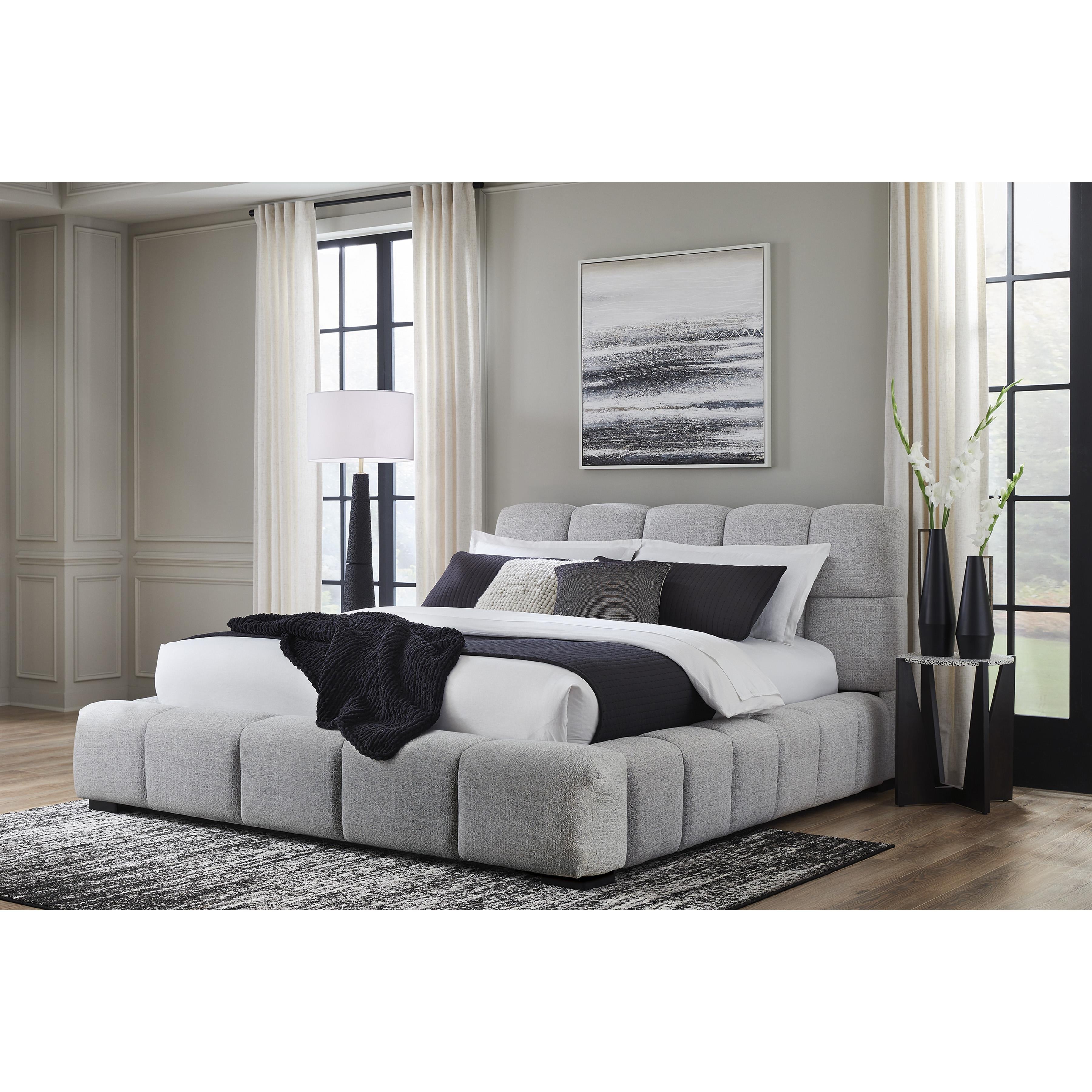  Size_Queen --  Signature Design by Ashley Grendusk Upholstered Platform Bed IMAGE 3