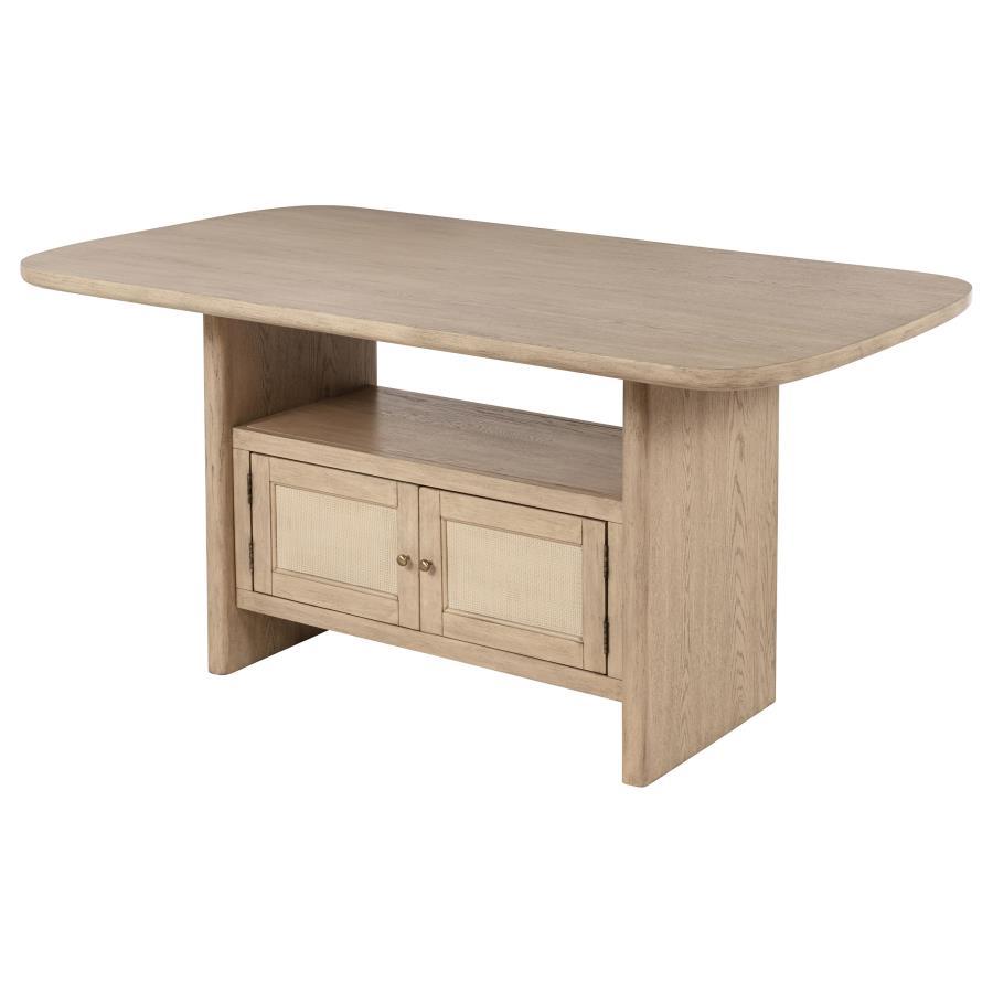  Coaster Furniture Kailani 109388 Cane Counter Height Storage Dining Table - Beige Oak IMAGE 5