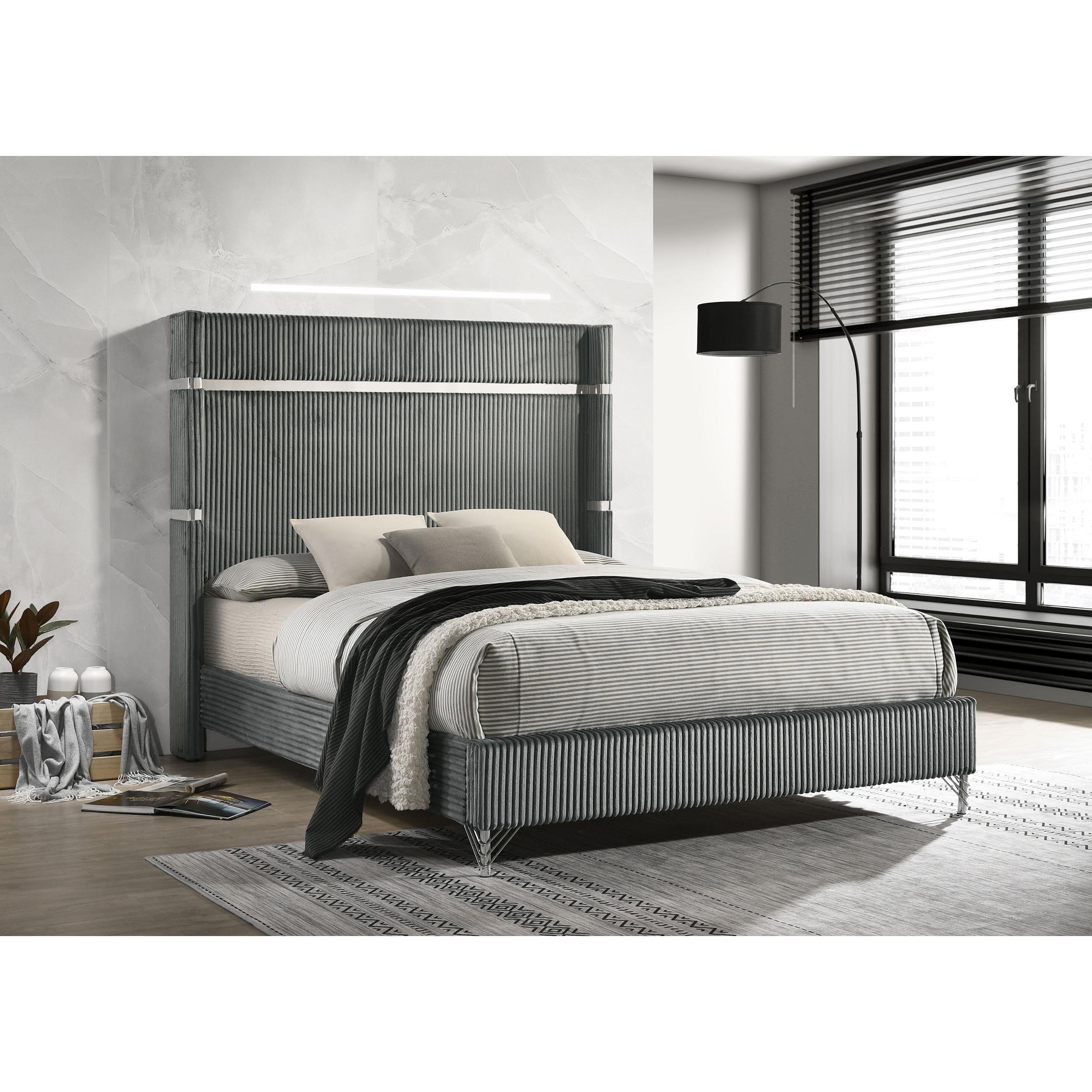  Size_Queen --  Coaster Furniture Lucia Upholstered Panel Bed IMAGE 2