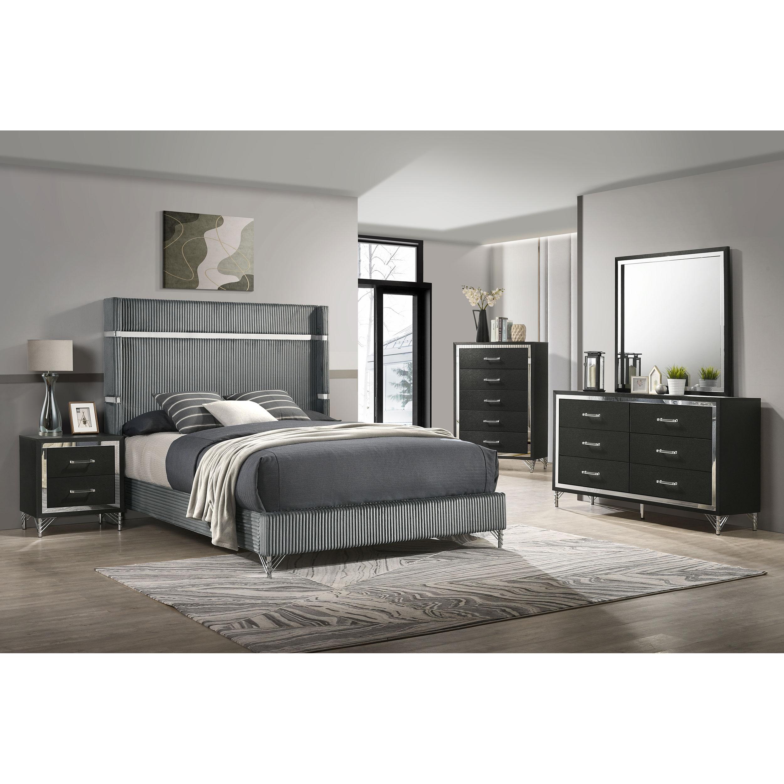  Size_King --  Lucia 224991KE 61-inch Upholstered Eastern King Wingback Bed - Grey IMAGE 5