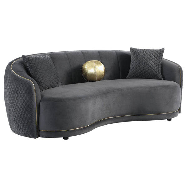 Coaster Furniture Brookside 504844 Velvet Upholstered Curved Sofa - Dark Grey