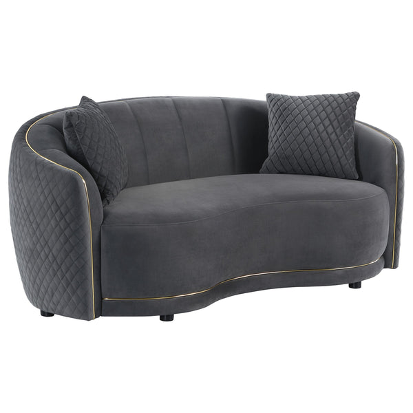 Coaster Furniture Brookside 504845 Velvet Upholstered Curved Loveseat - Dark Grey
