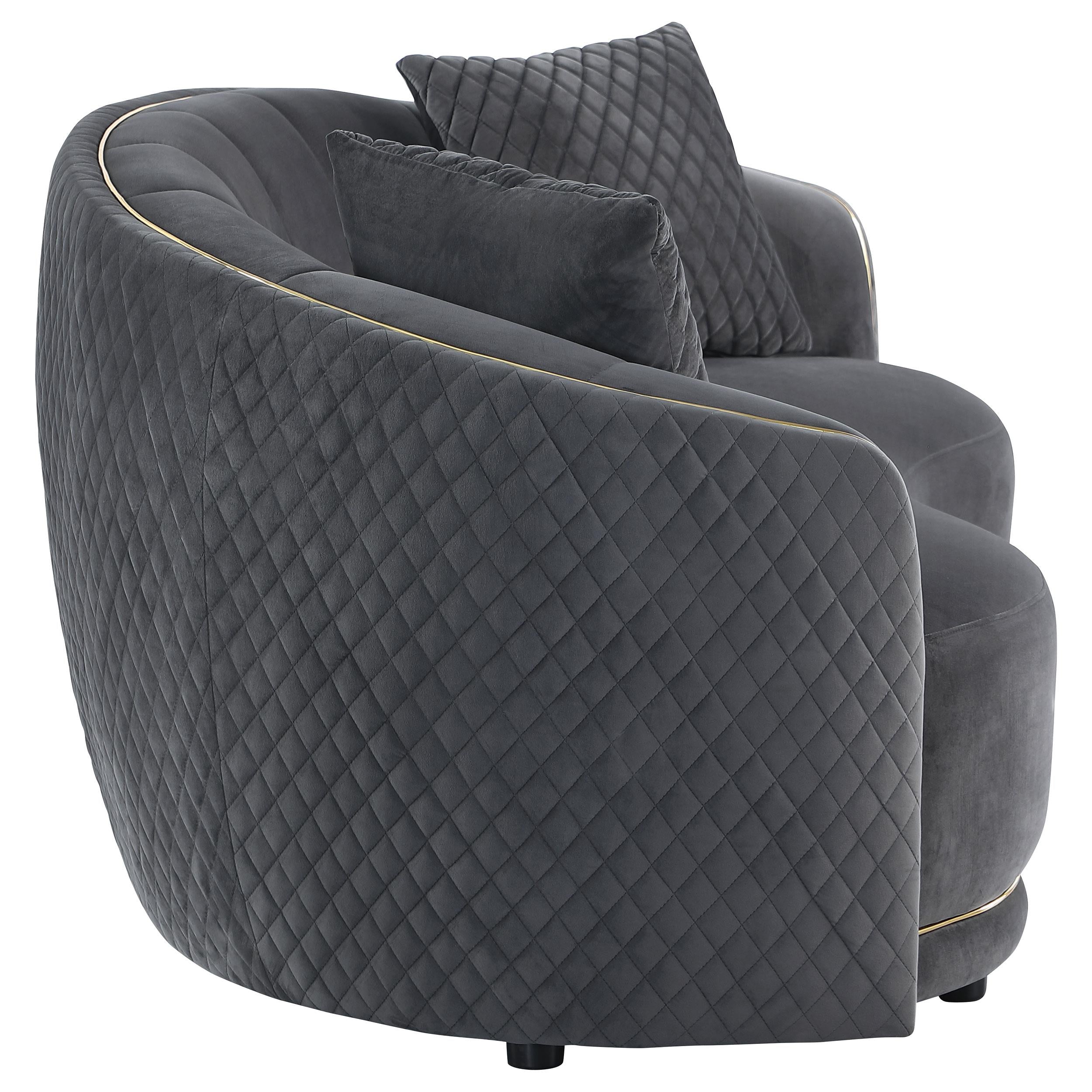  Coaster Furniture Brookside 504845 Velvet Upholstered Curved Loveseat - Dark Grey IMAGE 7