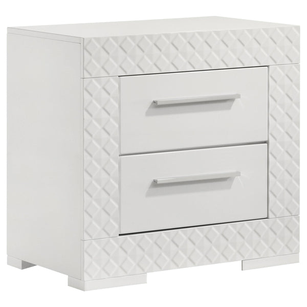Coaster Furniture Ives 224942 2-Drawer Nightstand Bedside Table - White High Gloss