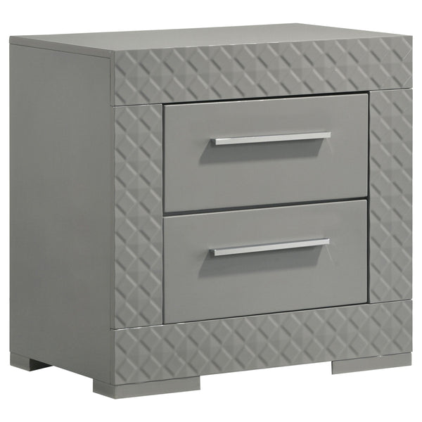 Coaster Furniture Ives 224972 2-Drawer Nightstand Bedside Table - Grey High Gloss