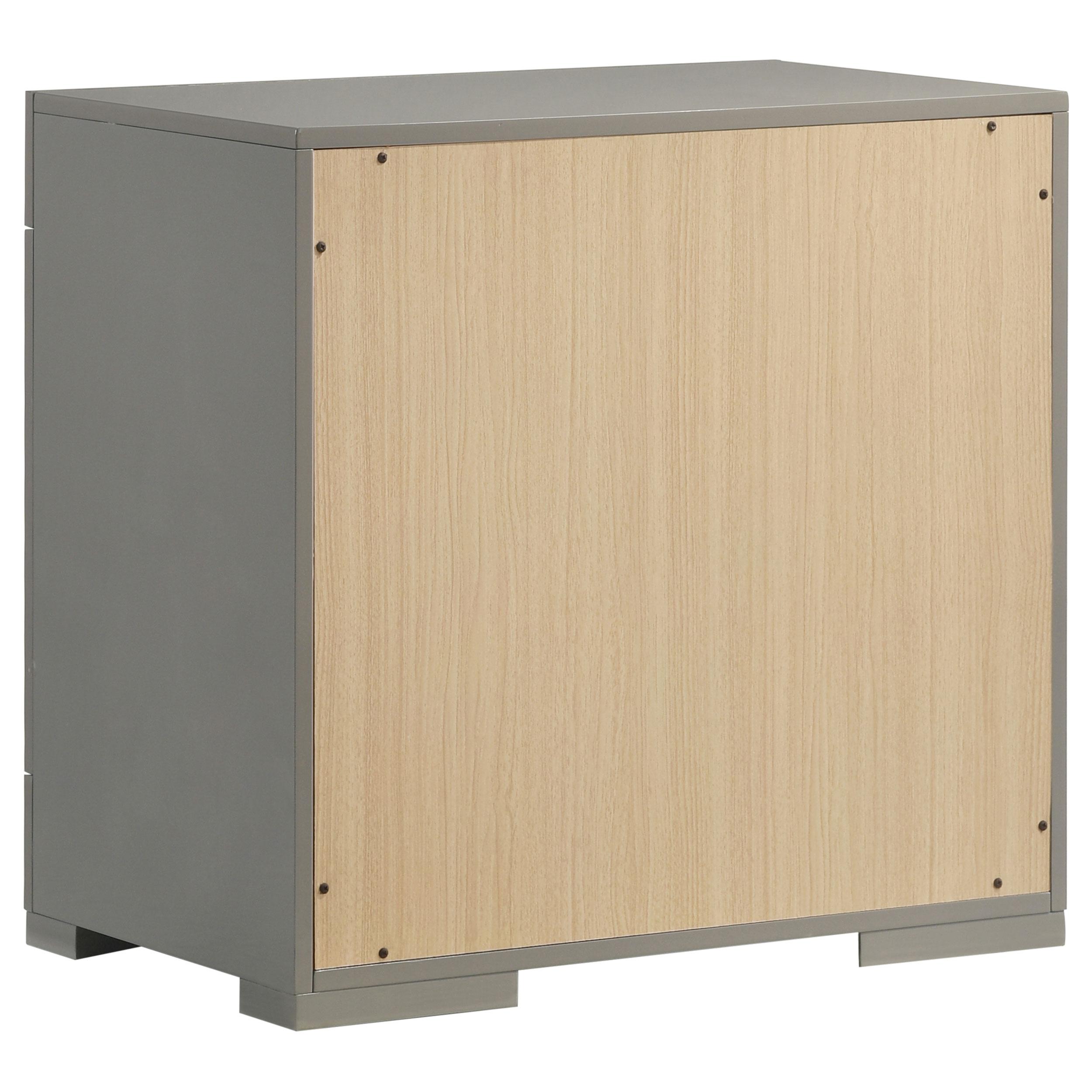  Coaster Furniture Ives 224972 2-Drawer Nightstand Bedside Table - Grey High Gloss IMAGE 6