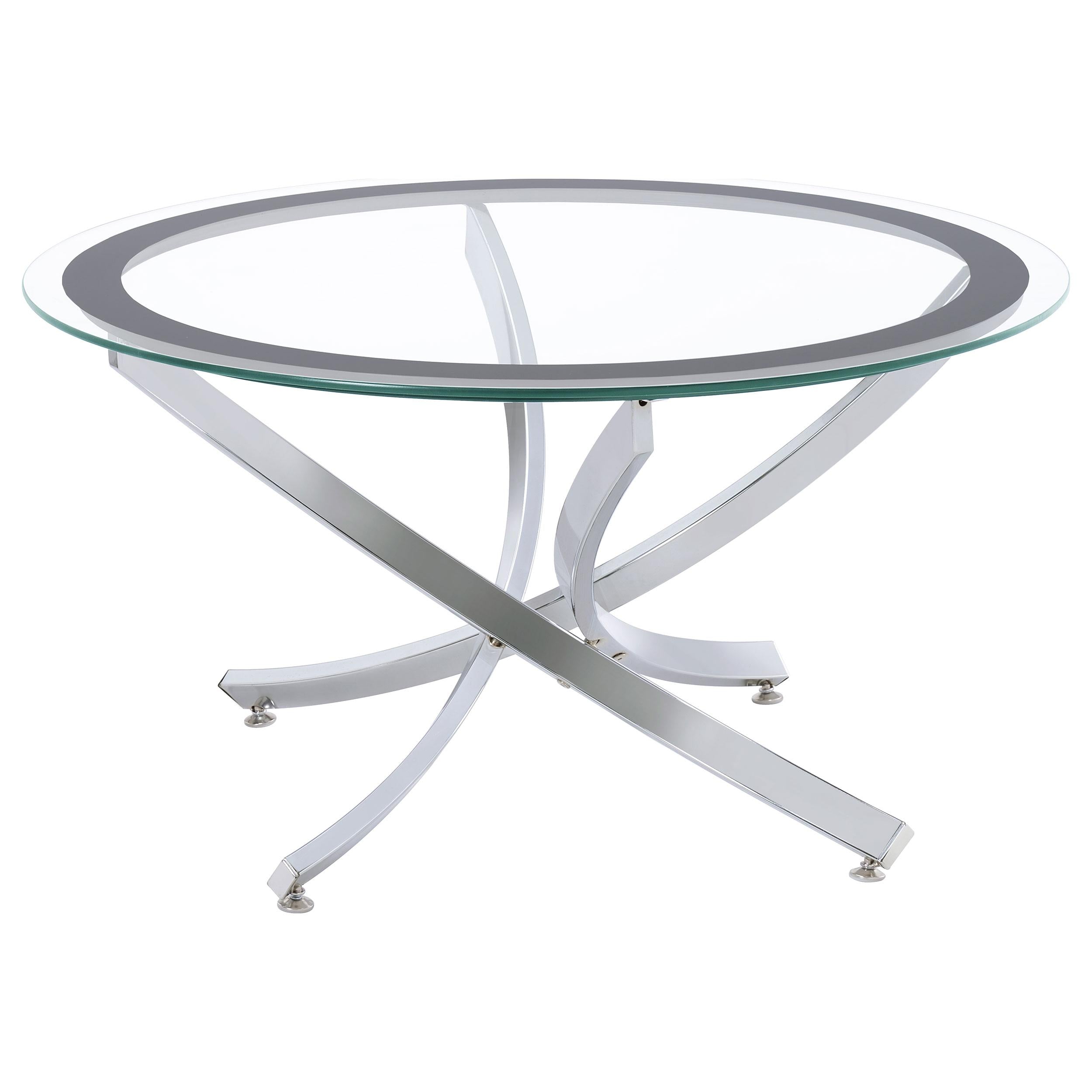  Coaster Furniture Brooke 702588-S2 2-piece Round Glass Top Coffee Table Set - Chrome IMAGE 3