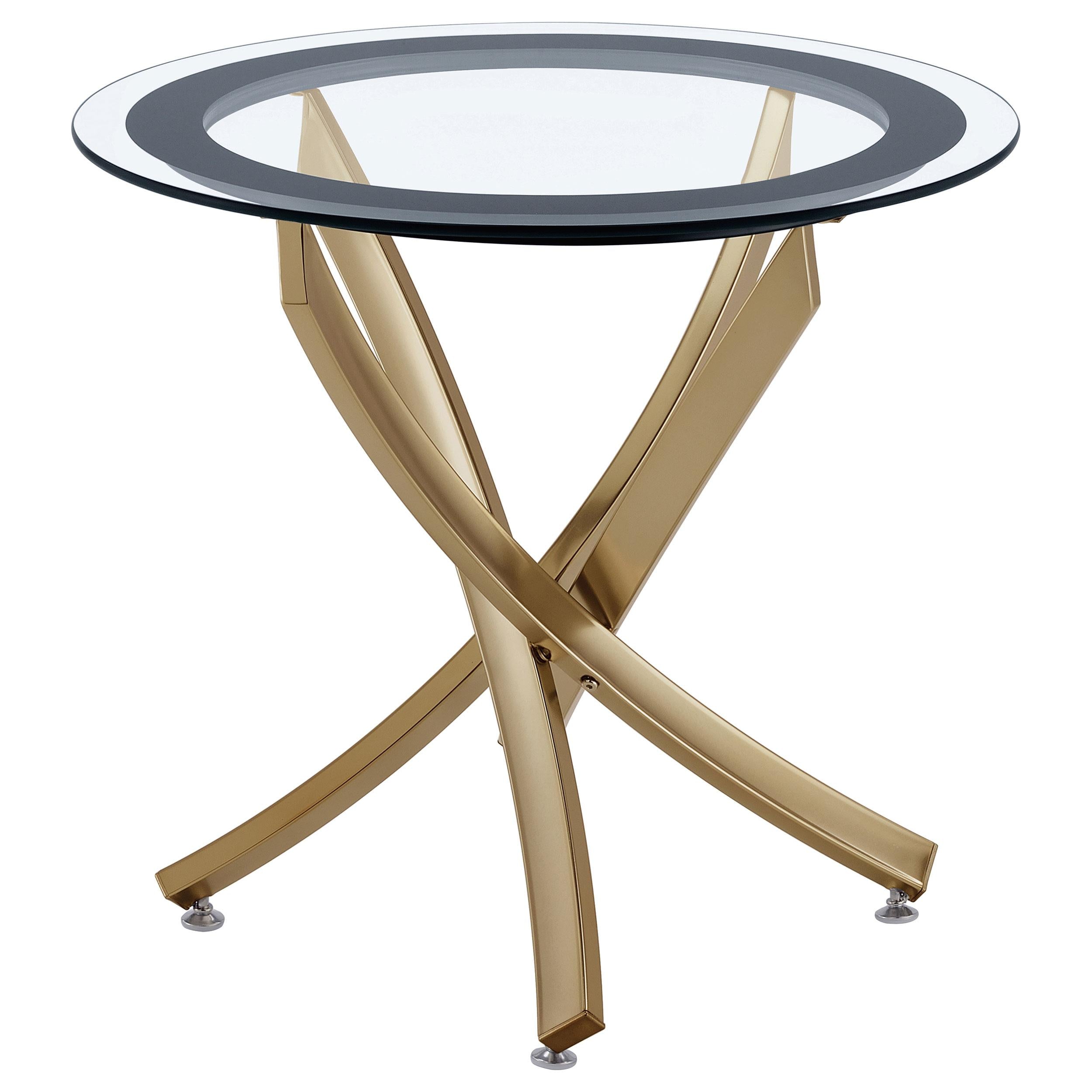  Coaster Furniture Brooke 707887 Round Glass Top Side End Table Metal Base - Brass IMAGE 1