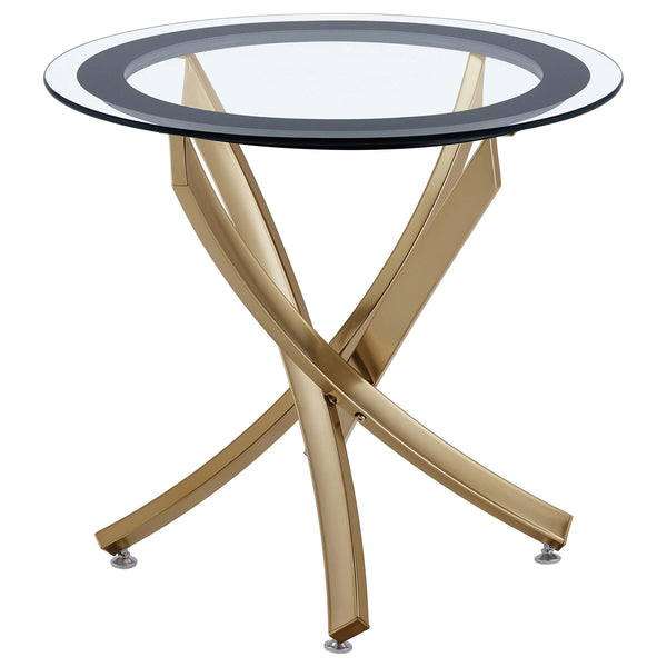 Coaster Furniture Brooke 707887 Round Glass Top Side End Table Metal Base - Brass