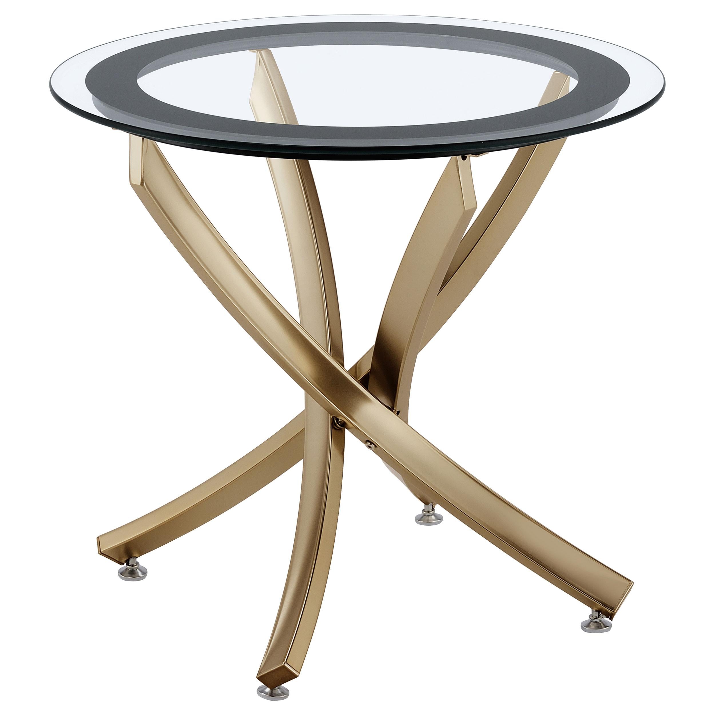  Coaster Furniture Brooke 707888-SET 3-piece Round Glass Top Coffee Table Set - Brass IMAGE 3
