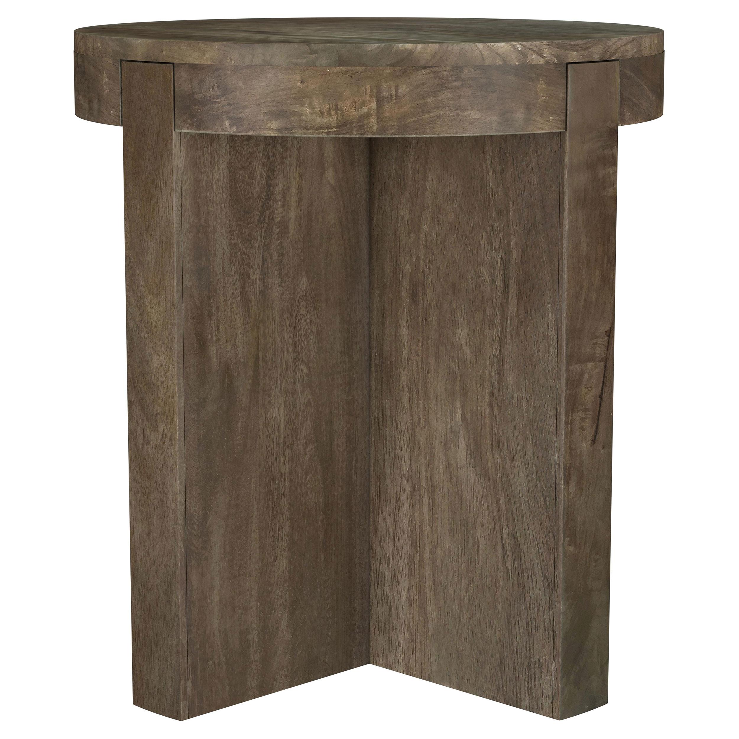  Coaster Furniture Kinkaid 710137 Round Solid Mango Wood End Table - Brown IMAGE 4