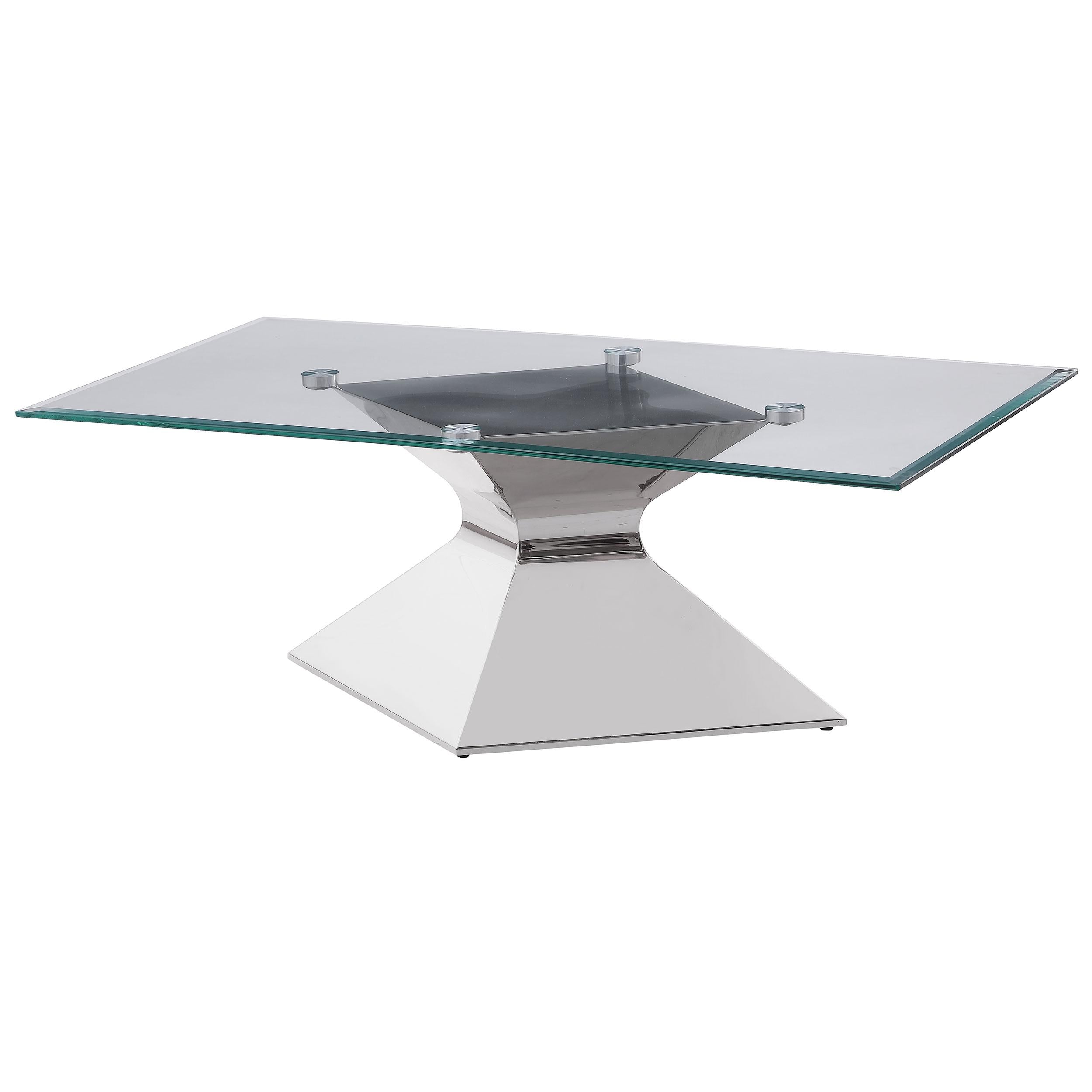  Coaster Furniture Jenny 710208 Glass Top Stainless Steel Coffee Table - Chrome IMAGE 4