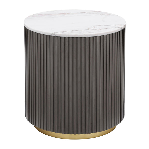 Coaster Furniture Jason 710417 Round Marble Top Side End Table - White and Charcoal