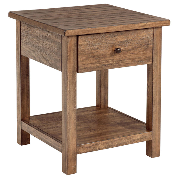 Coaster Furniture Payne 710547 1-Drawer Wood End Table with Shelf - Distressed Brown