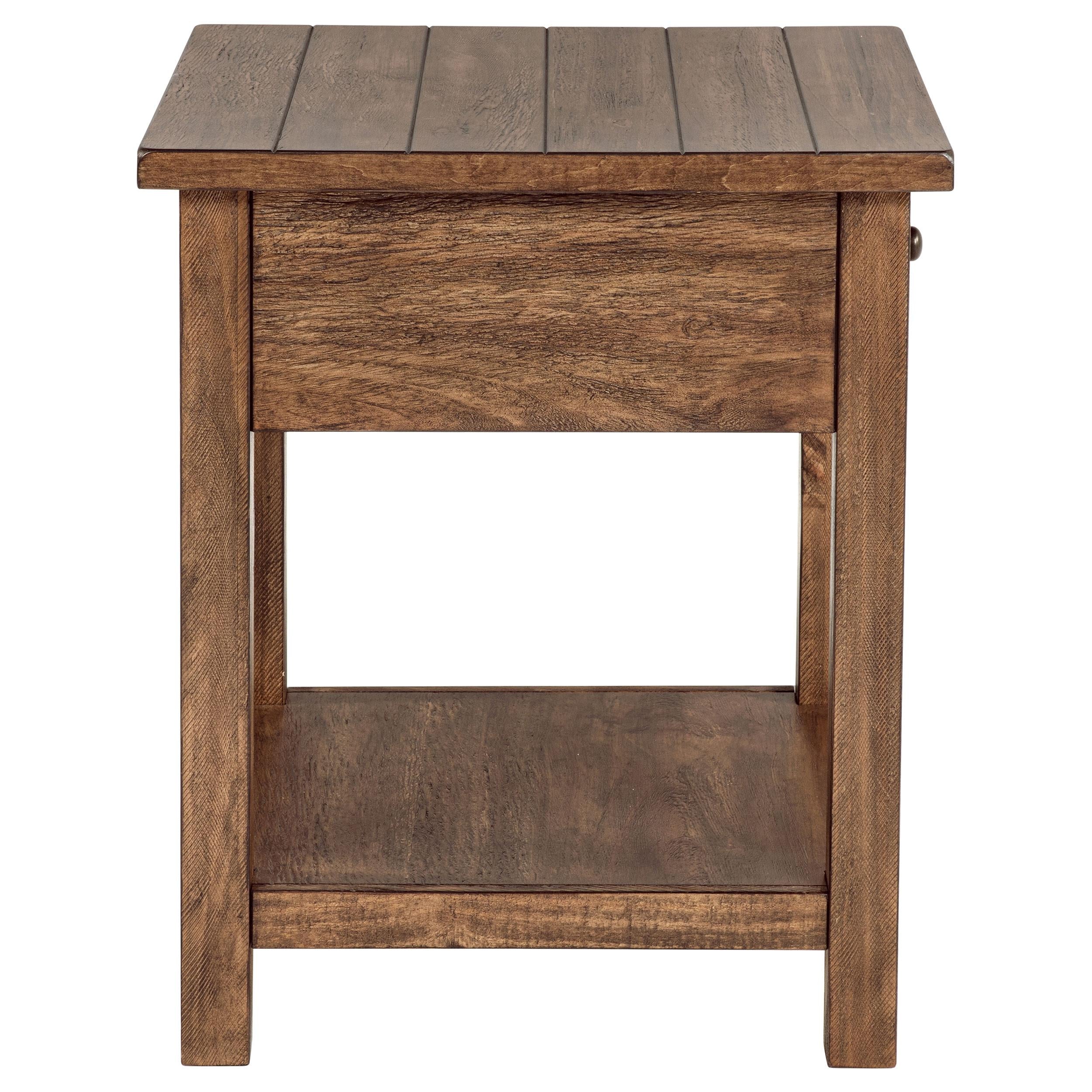  Coaster Furniture Payne 710547 1-Drawer Wood End Table with Shelf - Distressed Brown IMAGE 4