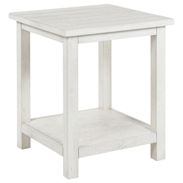 Coaster Furniture Payne 710556 Wood End Table with Shelf - Distressed White