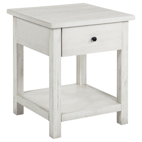 Coaster Furniture Payne 710557 1-Drawer Wood End Table with Shelf - Distressed White