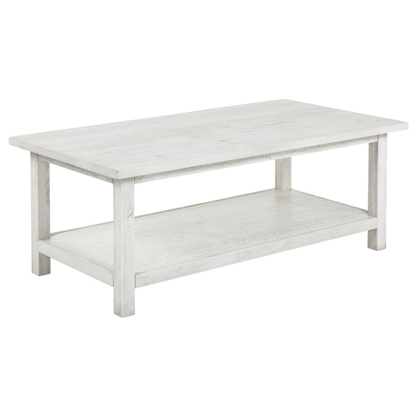 Coaster Furniture Payne 710558 Wood Coffee Table with Shelf - Distressed White