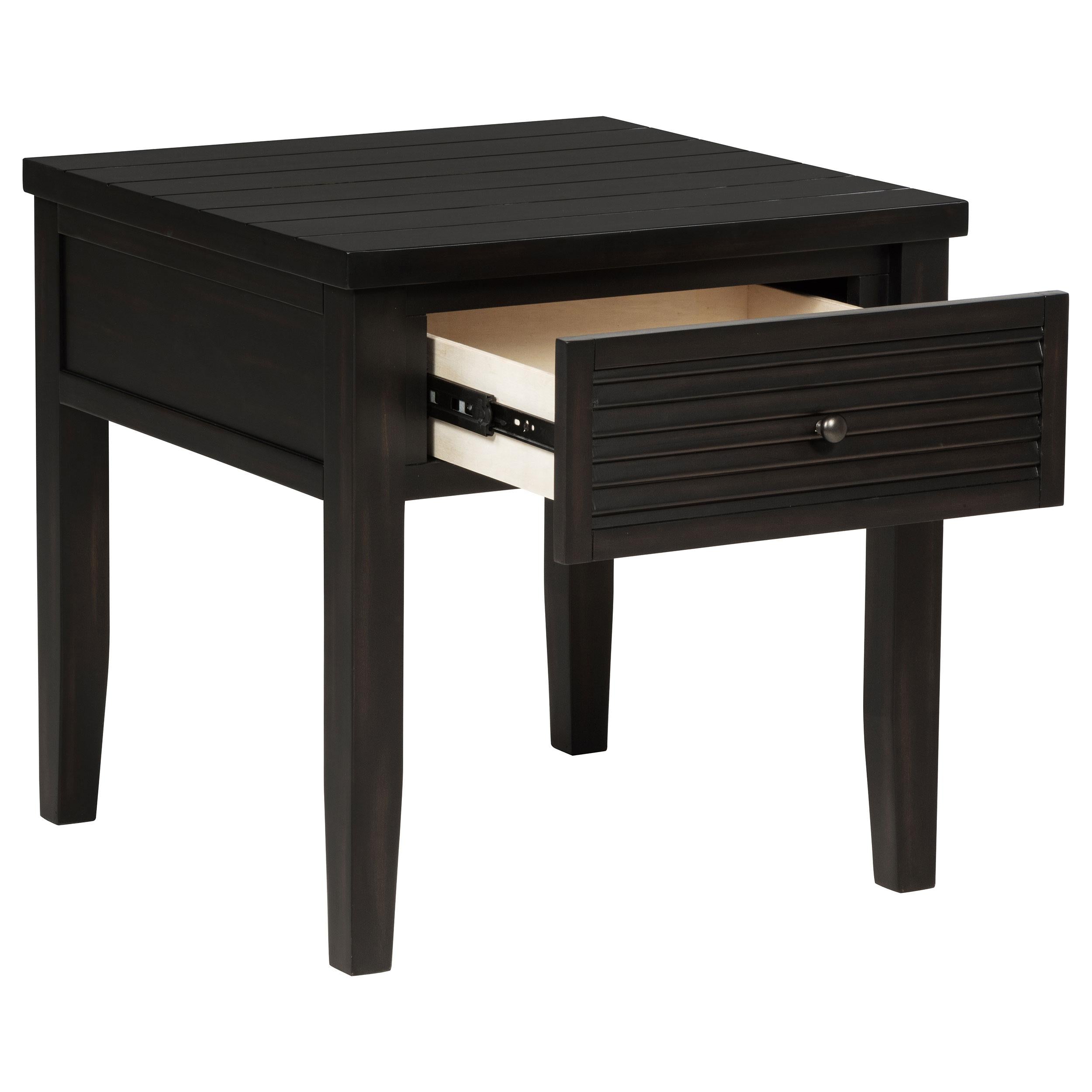  Coaster Furniture Concord 710577 1-Drawer Square End Table - Distressed Java IMAGE 3