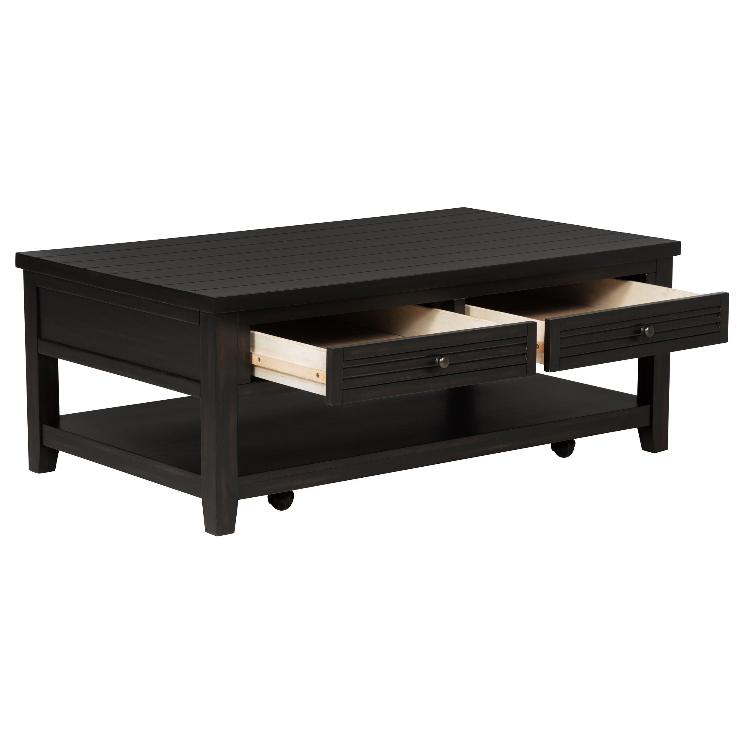  Coaster Furniture Concord 710578 2-Drawer Rectangular Coffee Table - Distressed Java IMAGE 3