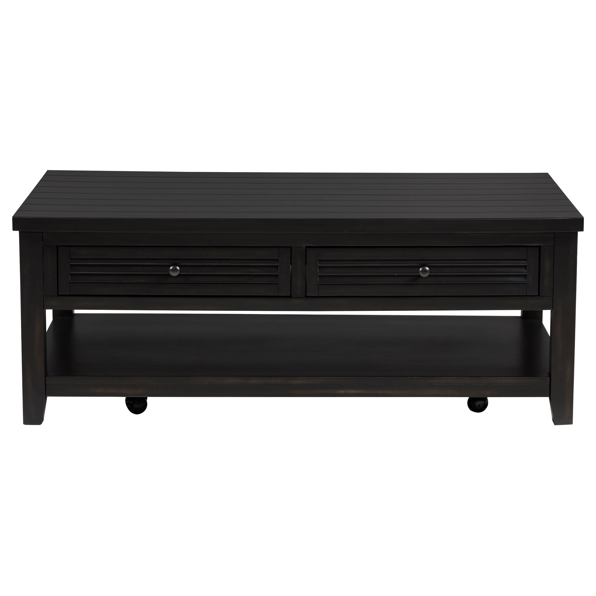  Coaster Furniture Concord 710578 2-Drawer Rectangular Coffee Table - Distressed Java IMAGE 4