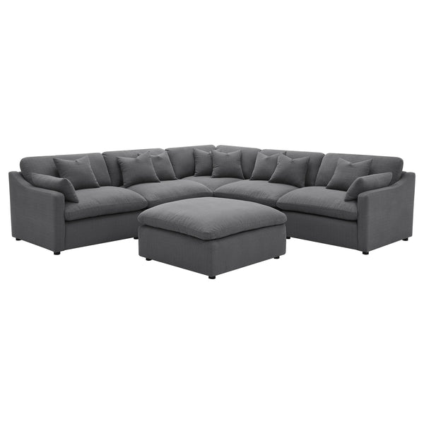 Coaster Furniture Hobson 551455-SET 6 pc Upholstered Modular Sectional Sofa - Charcoal