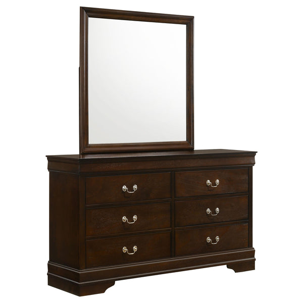 Coaster Furniture Louis Philippe 202413M 6-Drawer Dresser with Mirror - Cappuccino