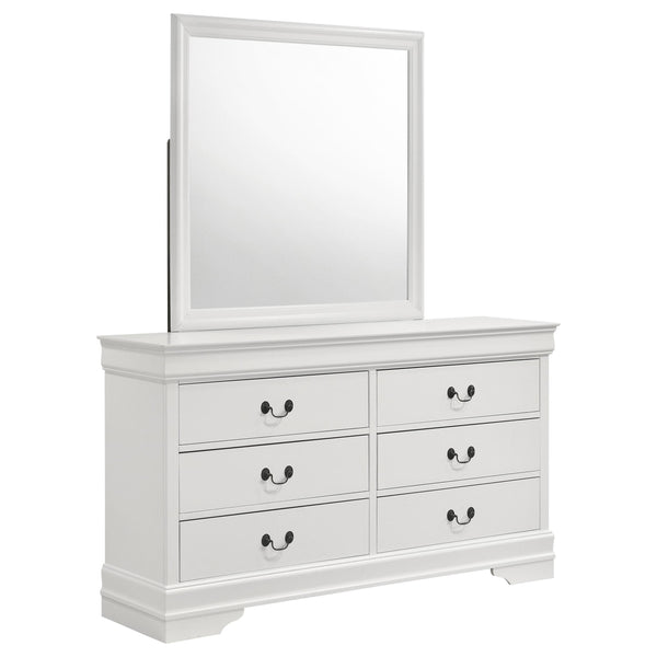 Coaster Furniture Louis Philippe 202443M 6-Drawer Dresser and Mirror - White