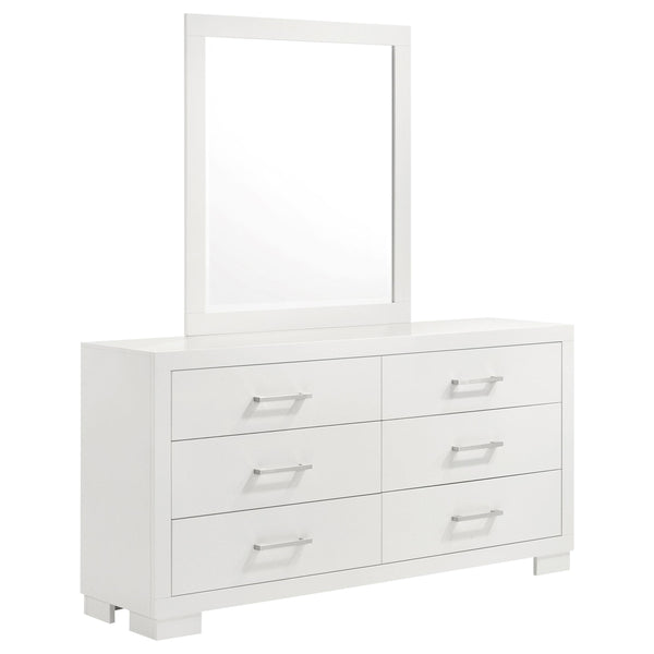 Coaster Furniture Jessica 202993M 6-Drawer Dresser with Mirror - Cream White