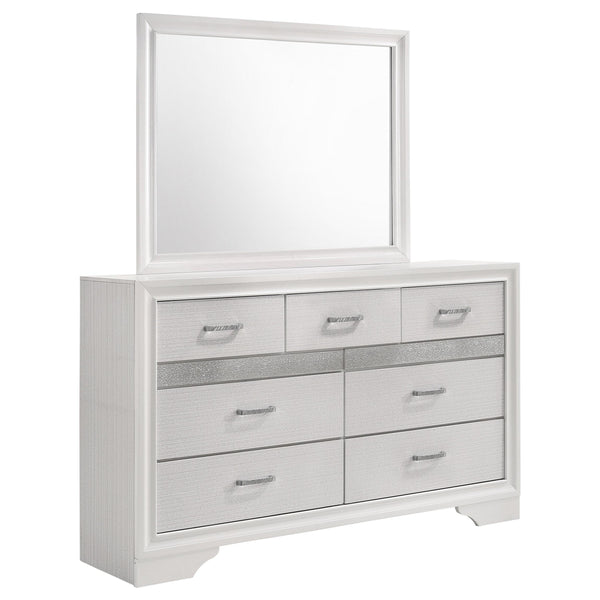 Coaster Furniture Miranda 205113M 7-Drawer Dresser with Mirror - White