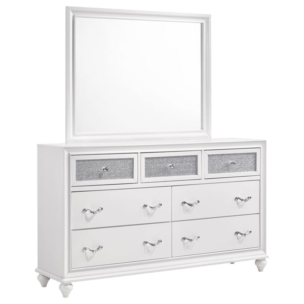 Coaster Furniture Barzini 205893M 7-Drawer Dresser with Mirror - White