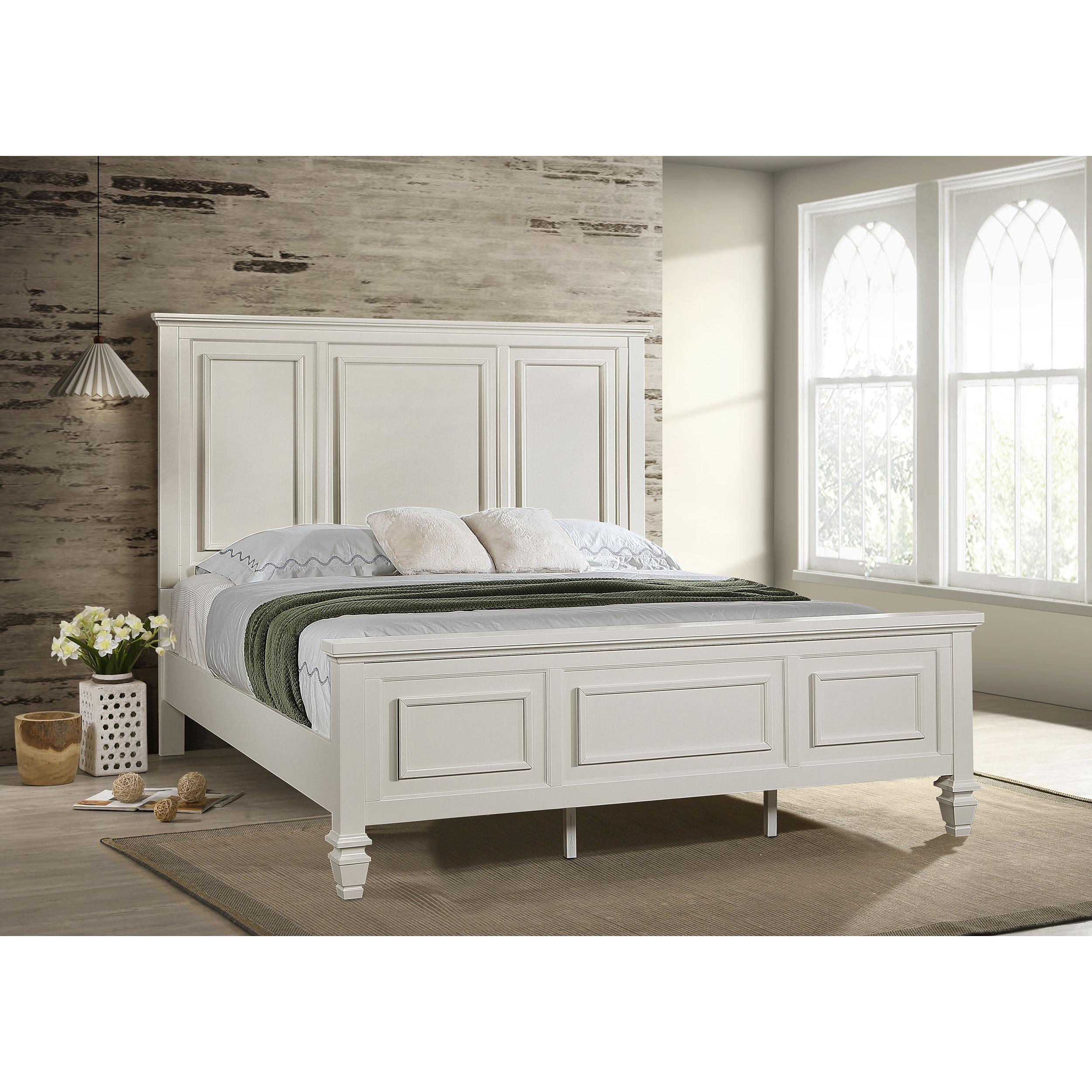  Size_King --  Sandy Beach 201301KEN 63-inch Eastern King Wood Panel Bed - Cream White IMAGE 2