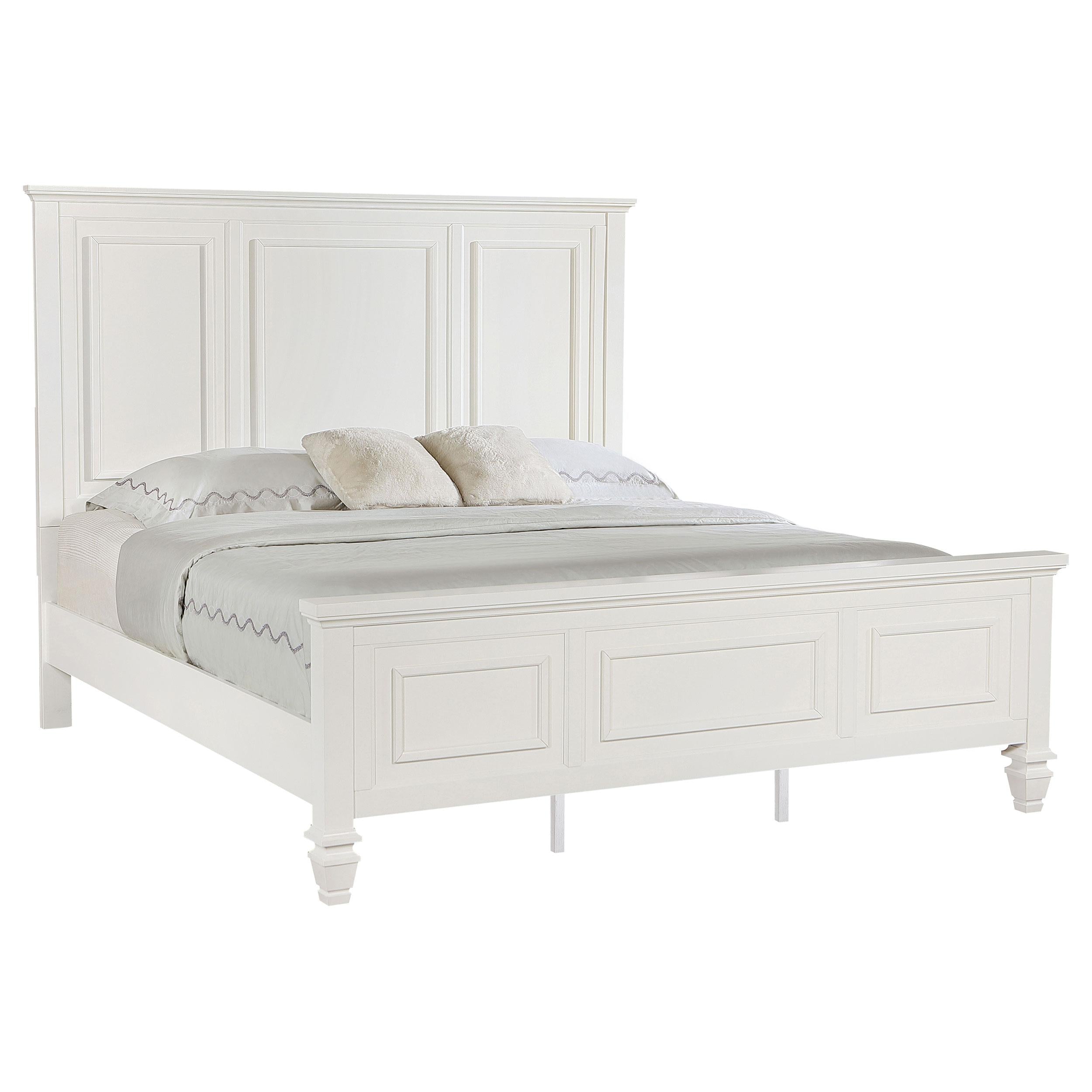  Size_King --  Sandy Beach 201301KEN 63-inch Eastern King Wood Panel Bed - Cream White IMAGE 3