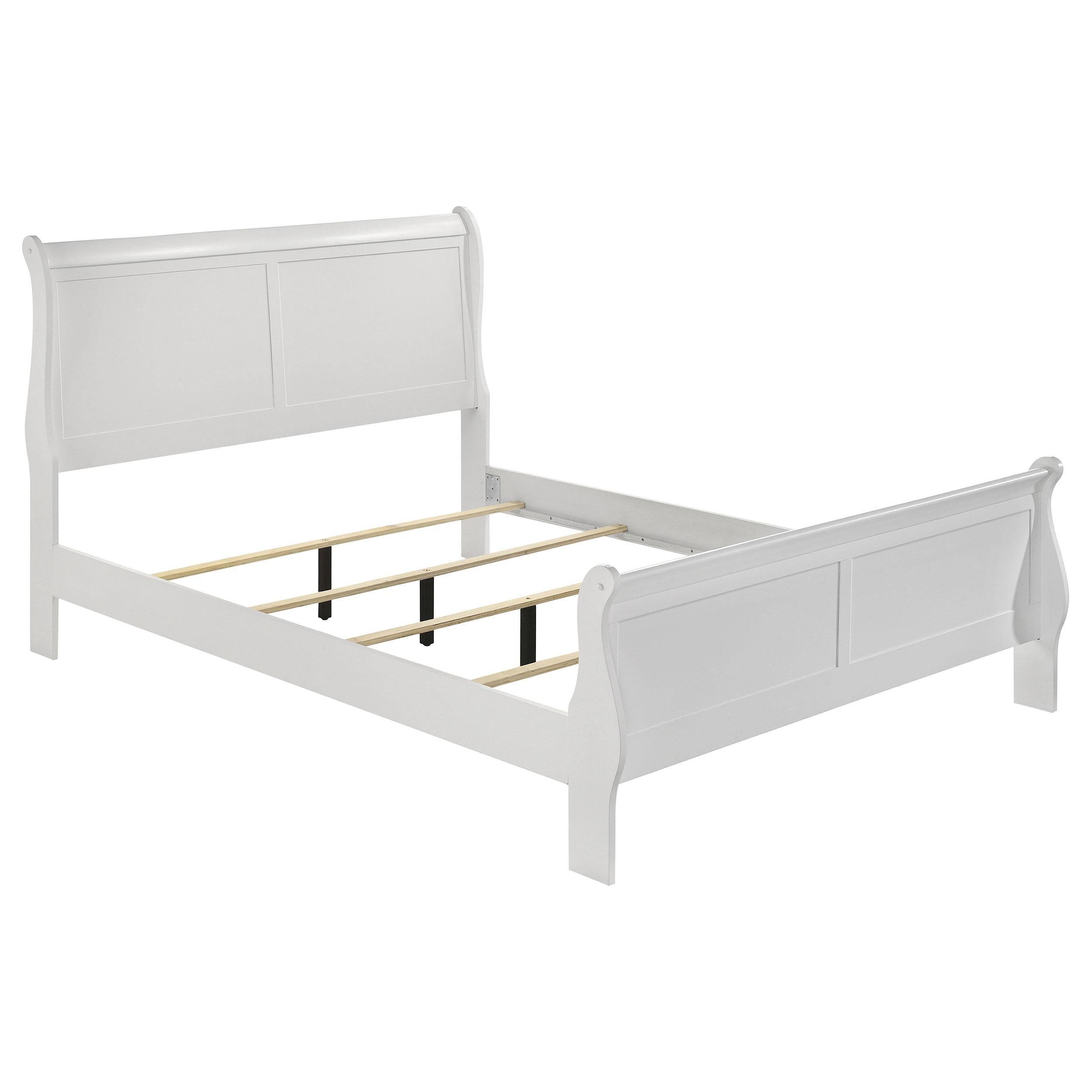  Size_Queen --  Louis Philippe 202441Q 47-inch Queen Sleigh Panel Bed - White IMAGE 1