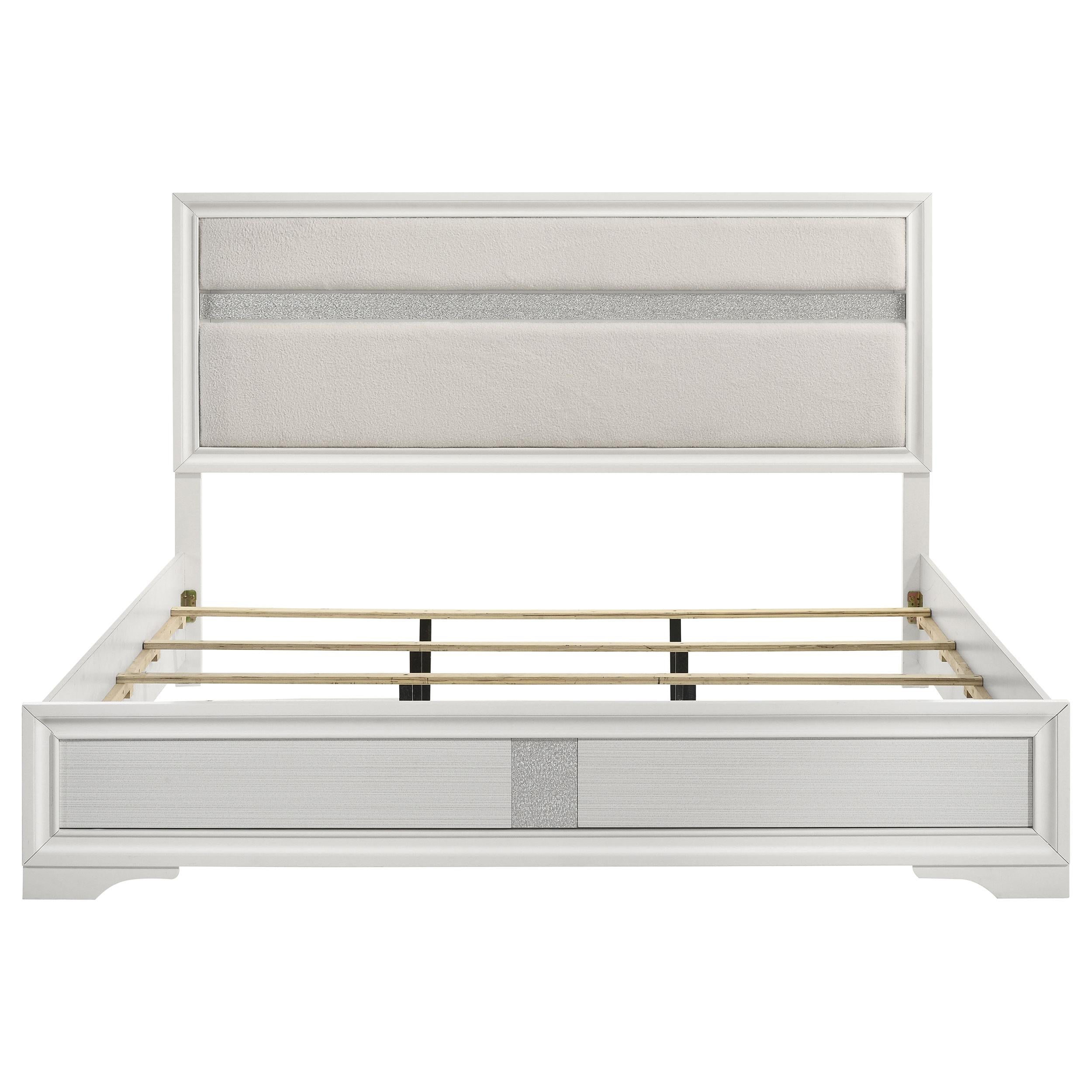  Size_King --  Miranda 205110KE 54-inch Upholstered Eastern King Panel Bed - White IMAGE 4