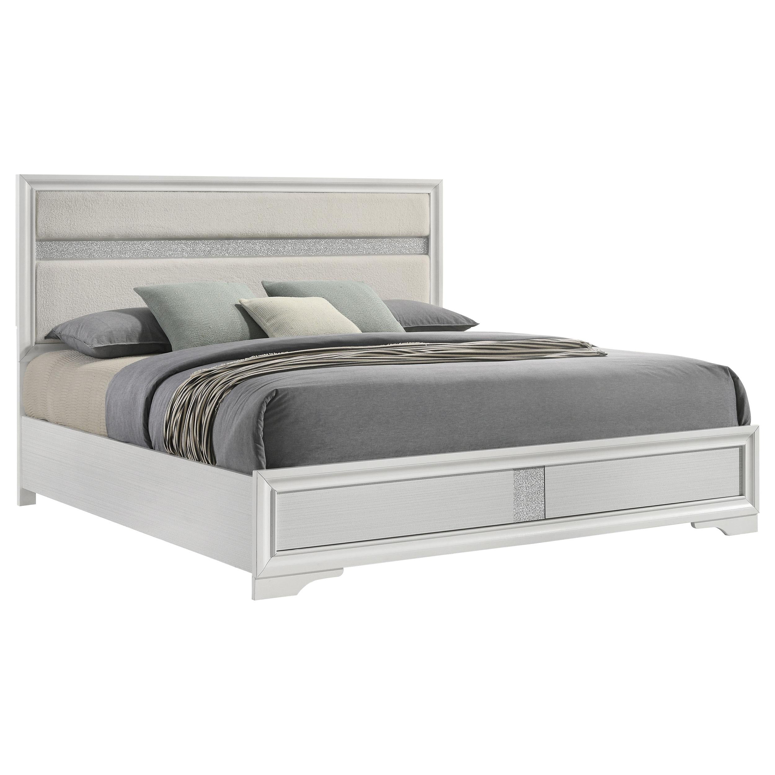  Size_California King --  Miranda 205110KW 54-inch Upholstered California King Panel Bed - White IMAGE 3