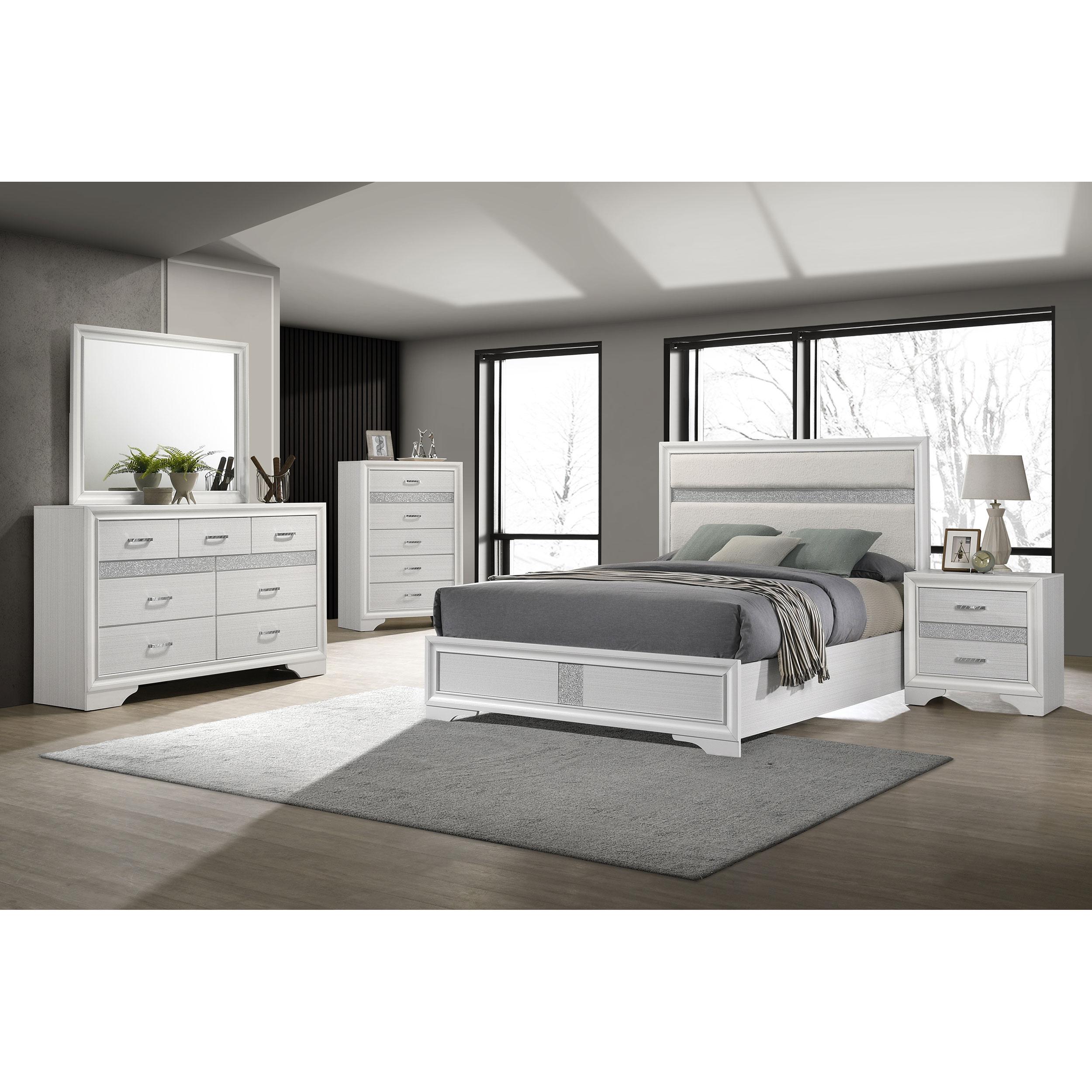  Size_California King --  Miranda 205110KW 54-inch Upholstered California King Panel Bed - White IMAGE 7
