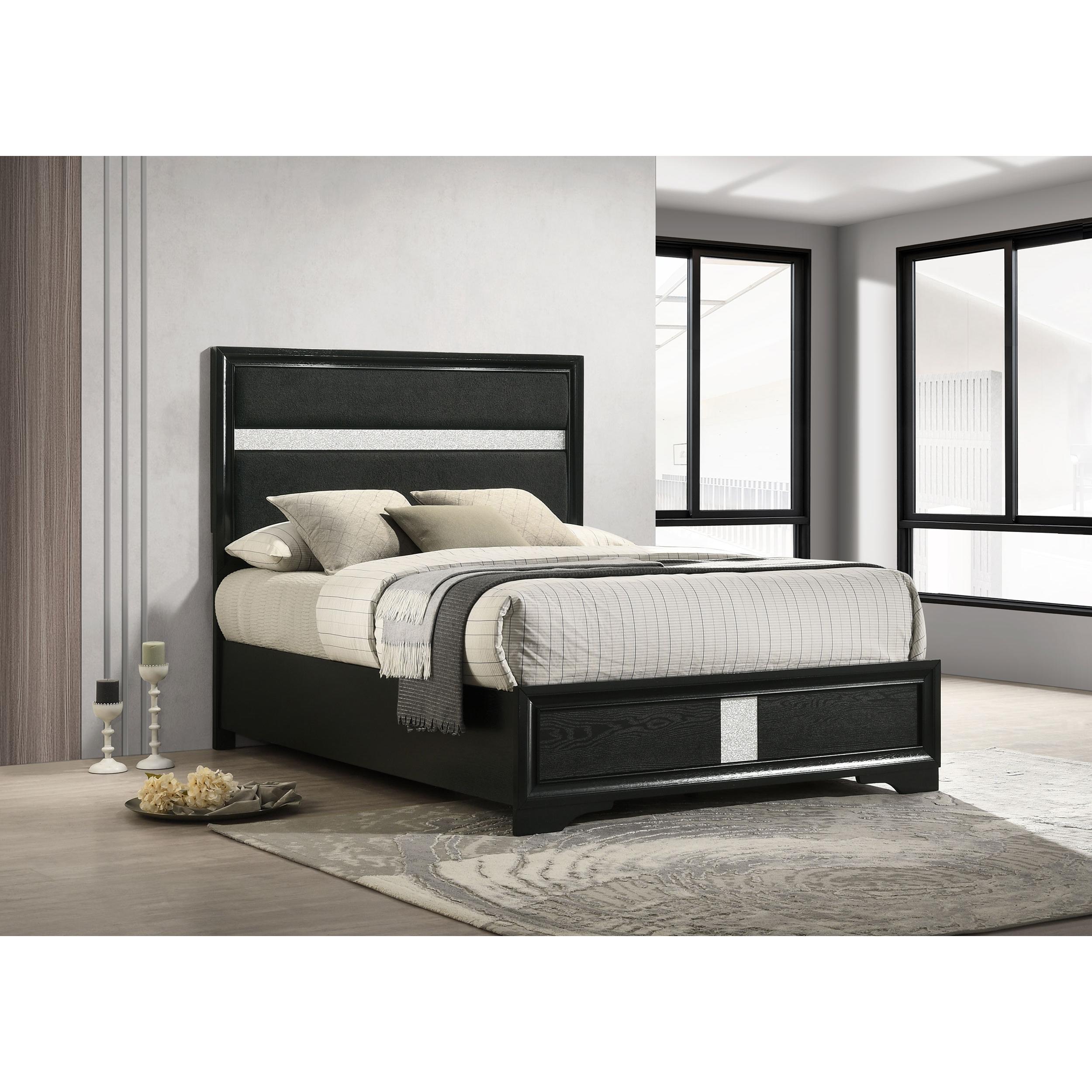 Size_Full --  Miranda 206360F 54-inch Upholstered Full Panel Bed - Black IMAGE 2